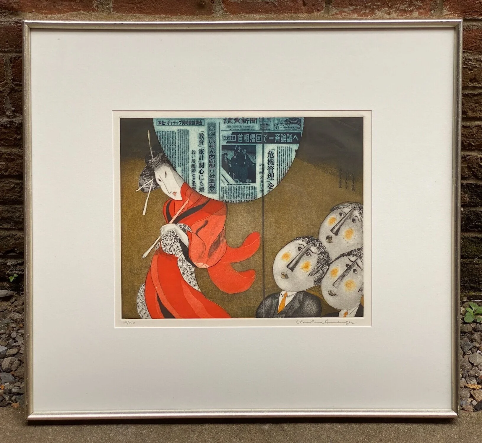 Yomiuri Shimbun Etching by Christine Amarger