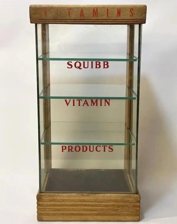 1950s Squibb Vitamin Advertising Display Cabinet