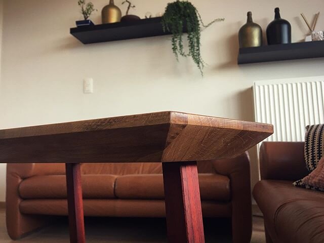 A little woodworking project, and a nice addition to our home, that I got done just in time for the holidays.  #woodworking #wood #oak #padouk #danishoil #furniture #table #coffeetable #japanesejoinery #makersgonnamake  #custom #handmade #handmadebel