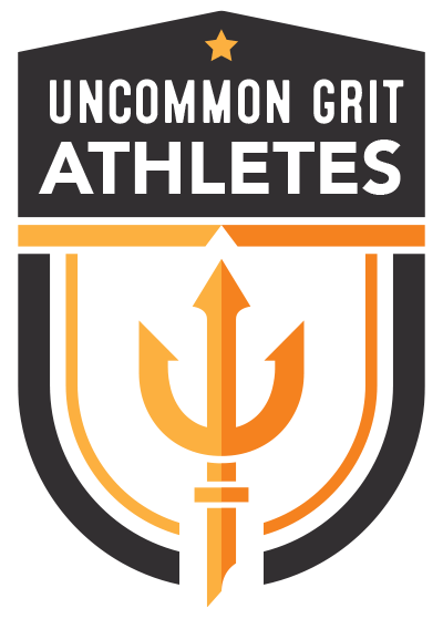 Uncommon Grit Athletes logo featuring a trident and shield.