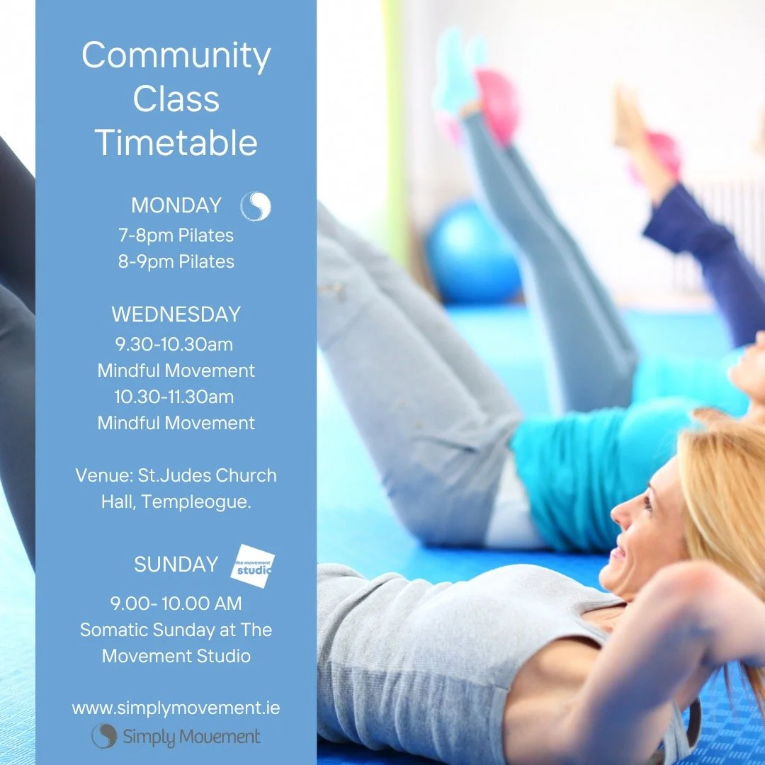 📣 Community class bookings are OPEN
🗓 Starting January 5th
✨ Pilates &amp; Mindful Movement
🔗 Link in bio to book or see www.simplymovement.ie