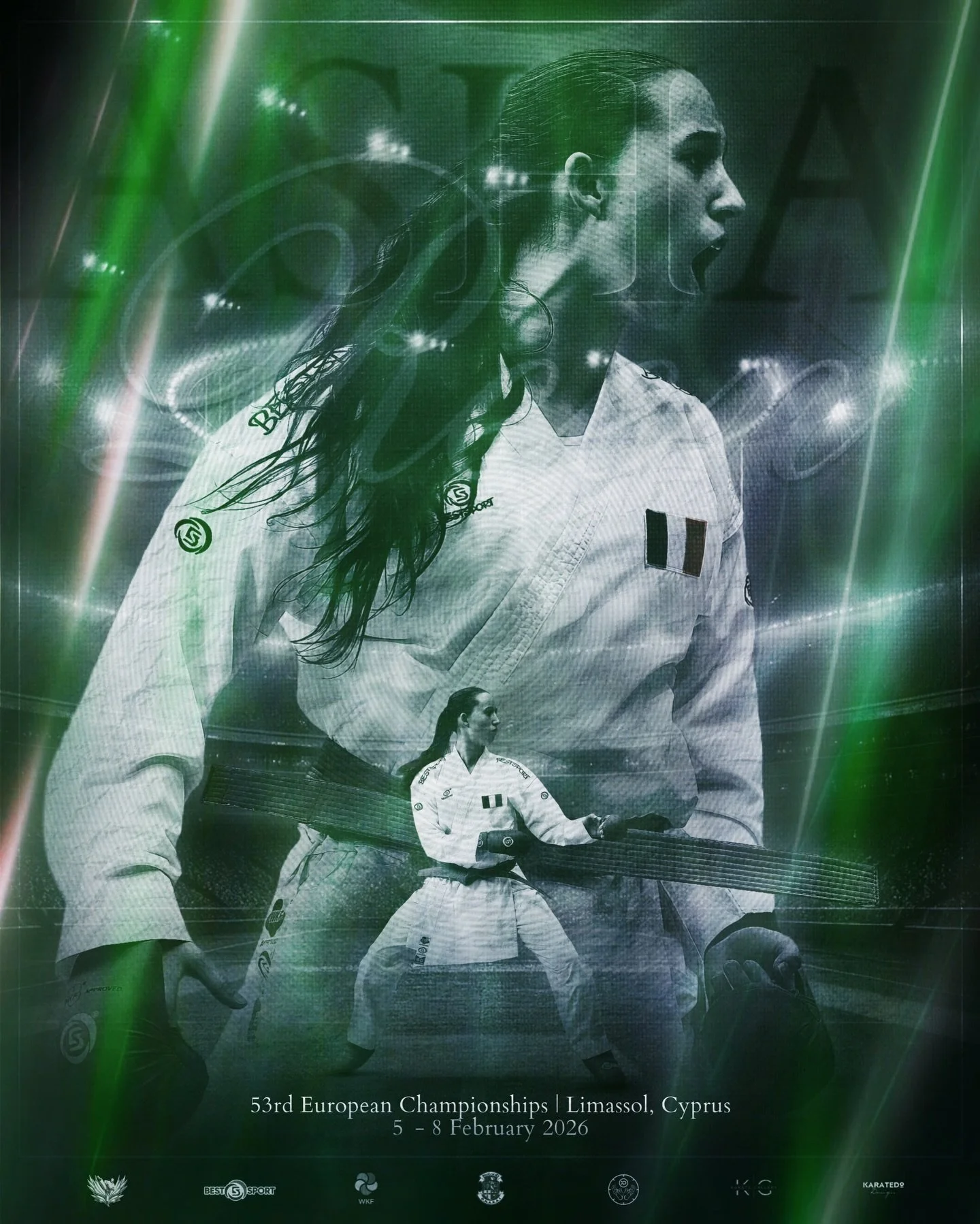 Best of luck to Asha and all her teammates travelling to Cyprus this week to compete in the U21, junior and cadet European karate championships . Let&rsquo;s go 🇮🇪 @karate_ireland @ikkukarate 
📷 @karategallery_ 
design @karatedo_design