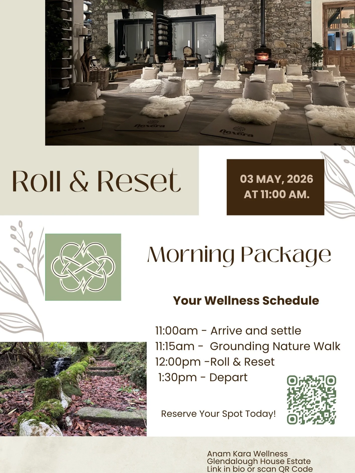 Morning &amp; Afternoon Packages are now available for this Sunday&rsquo;s Roll &amp; Reset Retreat at Anam Kara Wellness ✨

Perfect for those who can&rsquo;t commit to the full day but still want to experience deep relaxation, movement, and reset ti