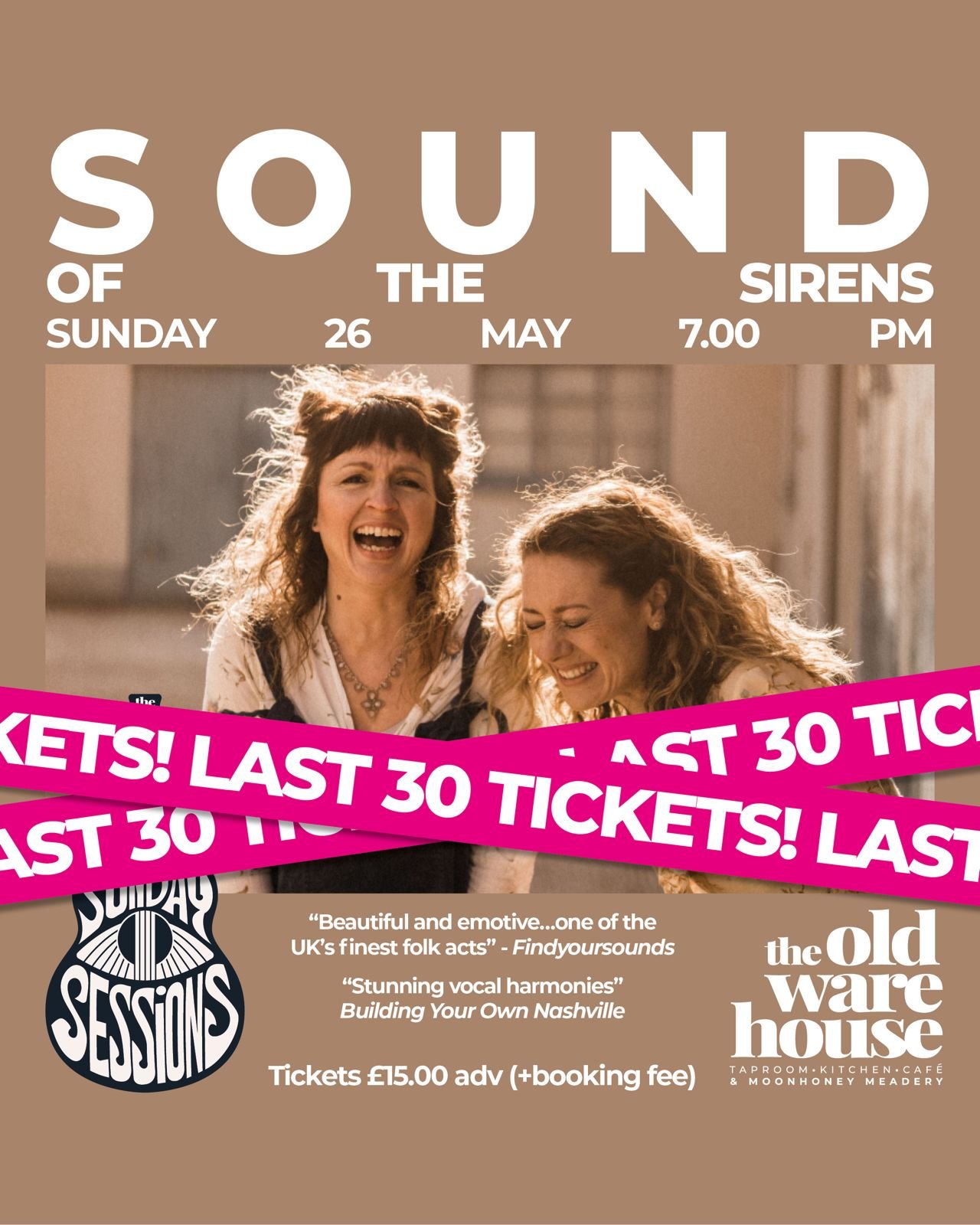 LOW TICKET WARNING...LOW TICKET WARNING...LOW TICKET WARNING

It's hard to believe but we are already down to the last 30 tickets for the launch of our &quot;Sunday Sessions&quot; on May 26th featuring the incredible @sound_of_the_sirens! 

Full deta