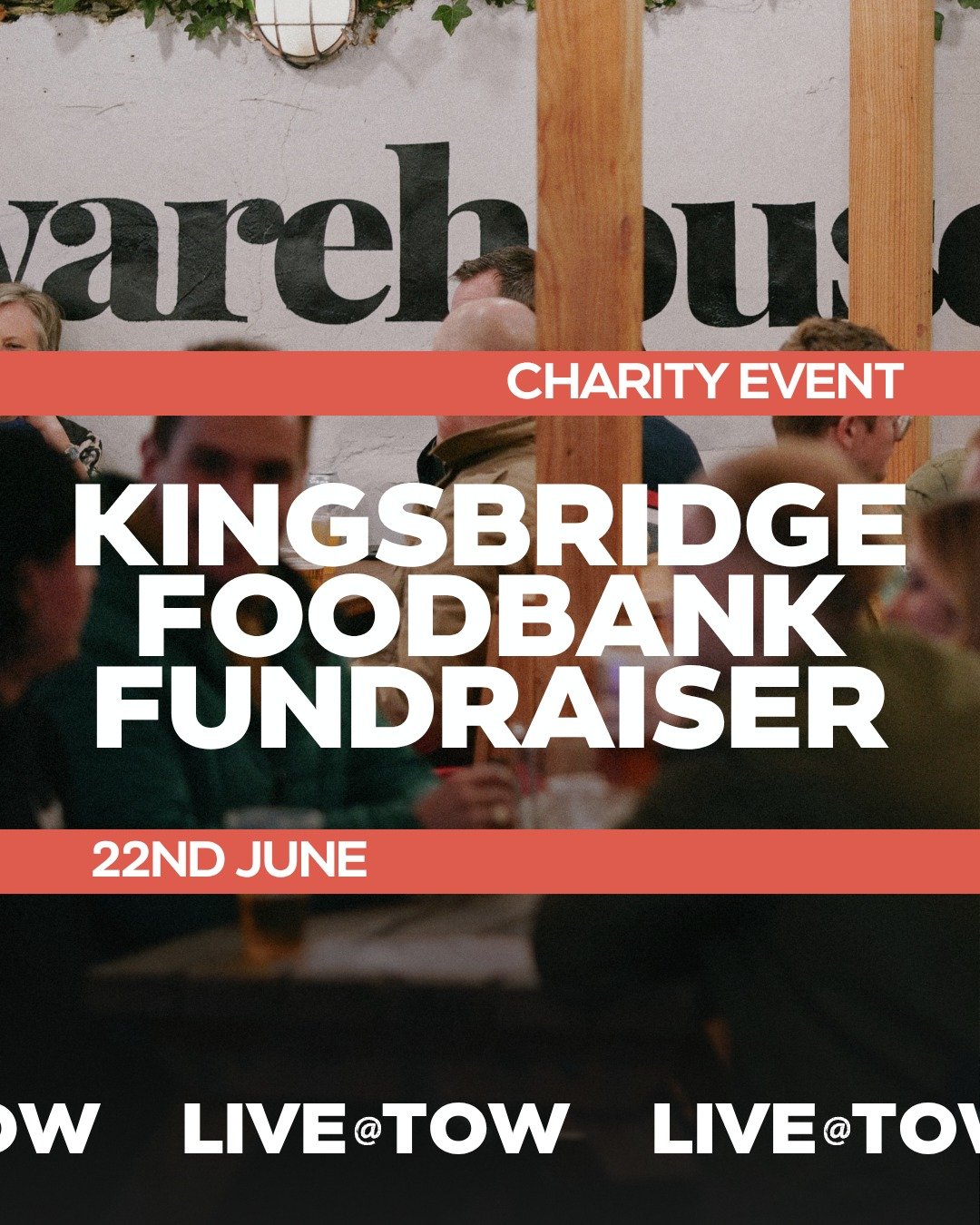 Good music. Even better food from @worldpizzaplymouth 🍕 *
All for a great cause!

Join us this Saturday 22nd June from 6pm for a special LIVE@TOW charity event, raising money for Kingsbridge Foodbank.

🎸 We're bringing you four local indie post-pun