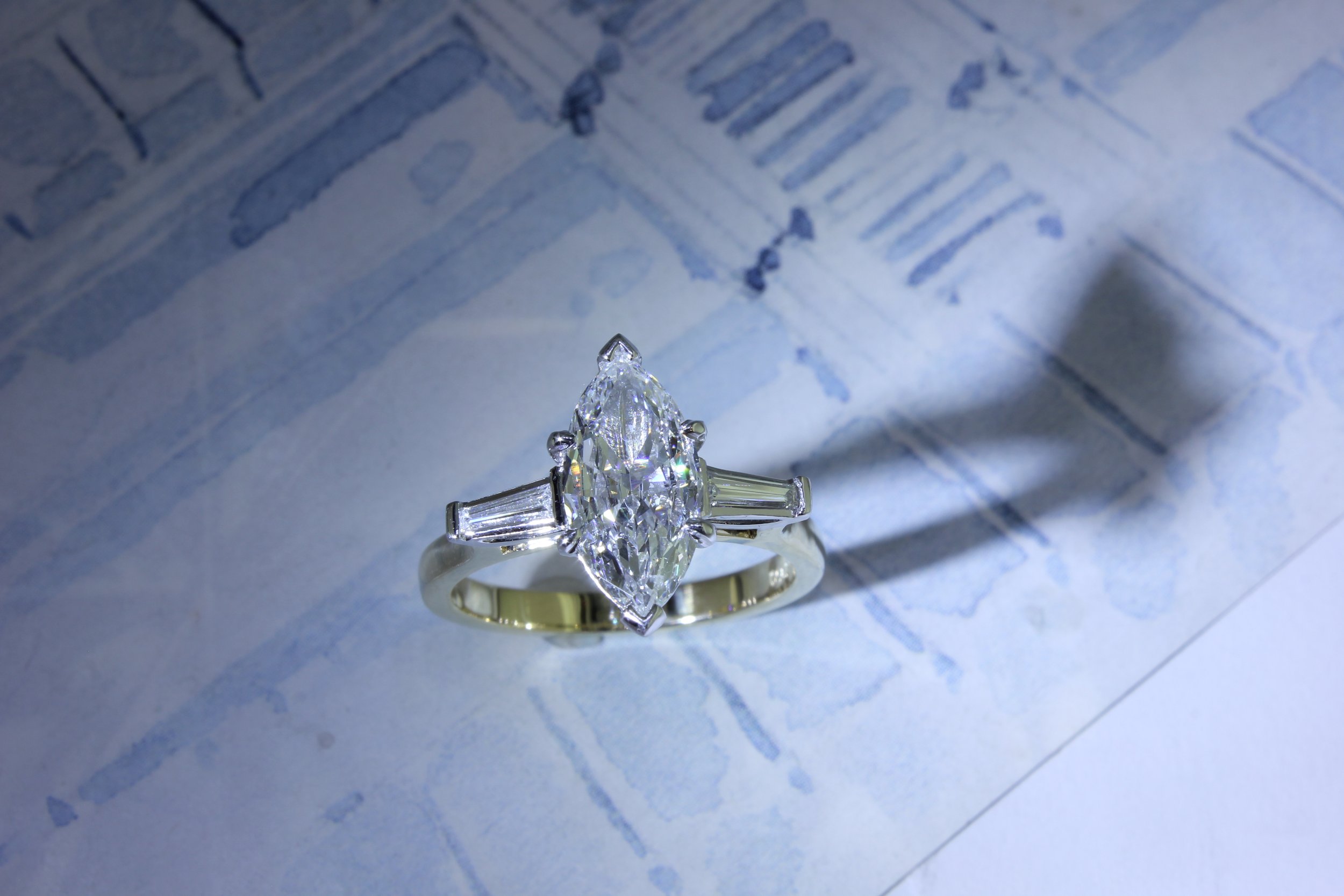 CUSTOM MARQUISE AND BAGUETTE ENGAGEMENT RING