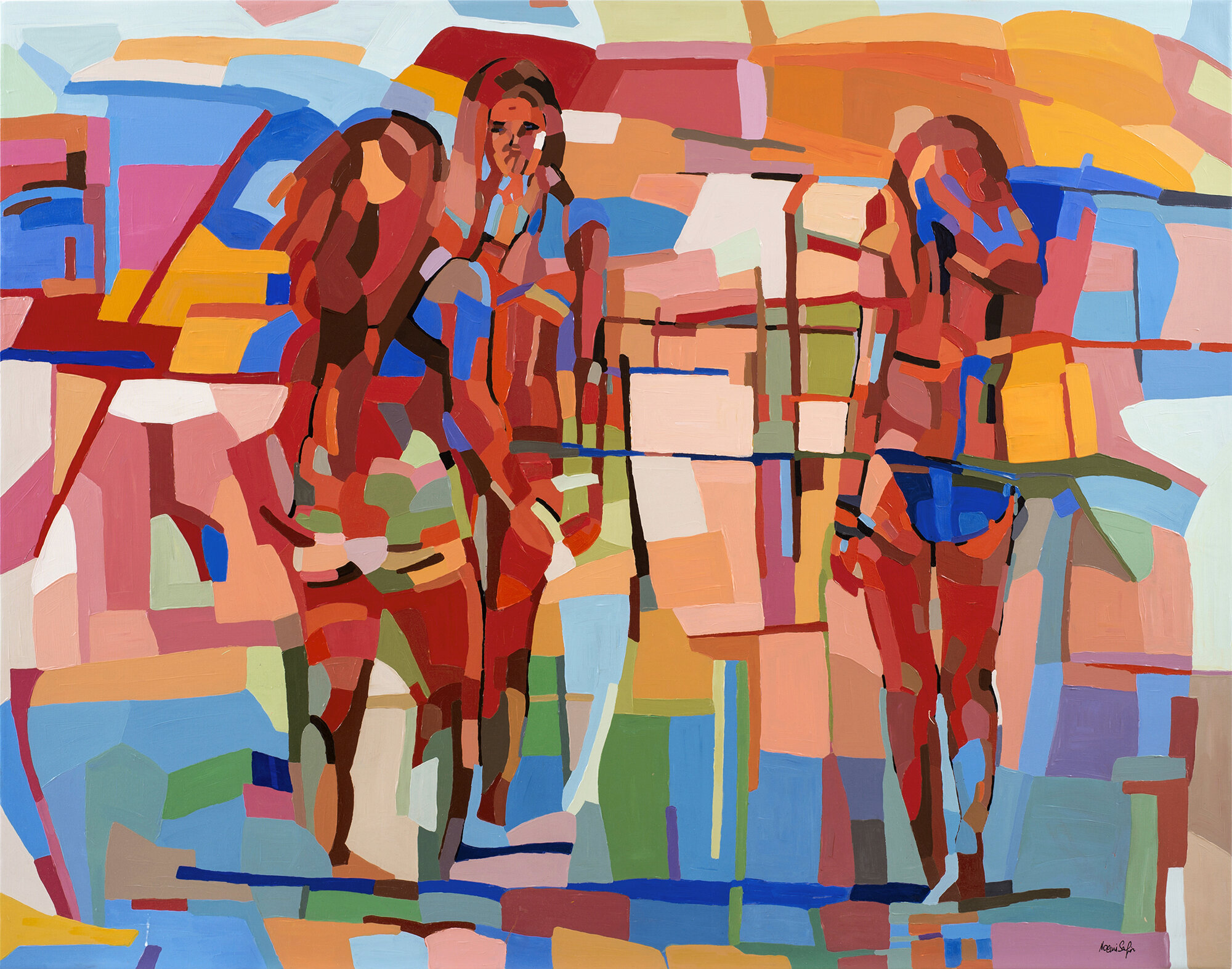 Noemi Safir_Three girls at sea_125 160 cm_2014_Acrylic on canvas_Israel.jpg