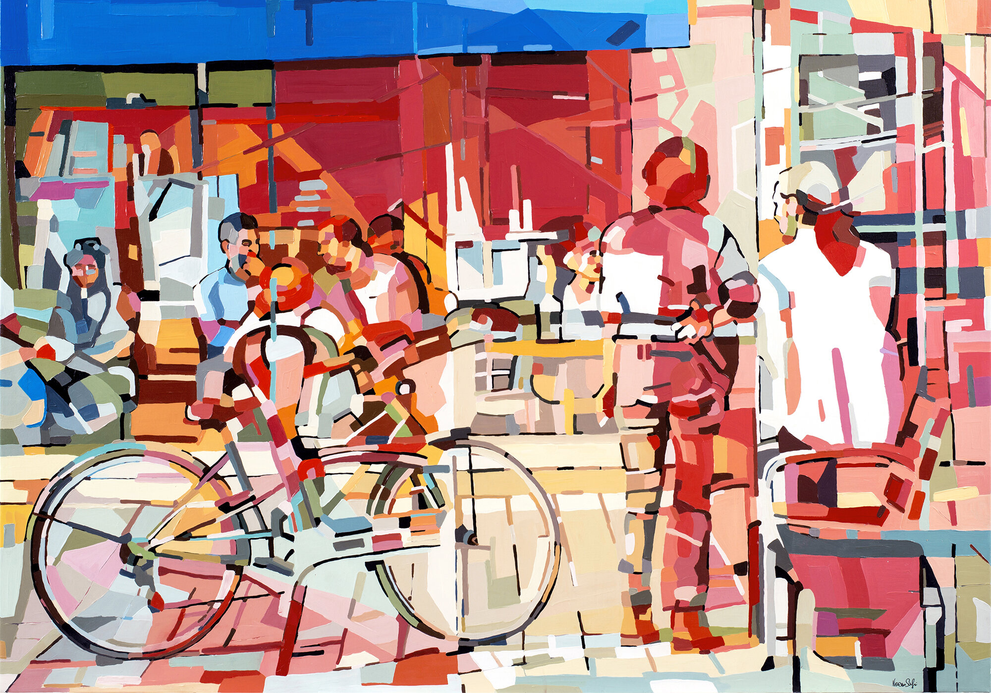 Noemi Safir_Coffee at Rothschild Bv_120 160 cm_2015 Acrylic on canvas.jpg