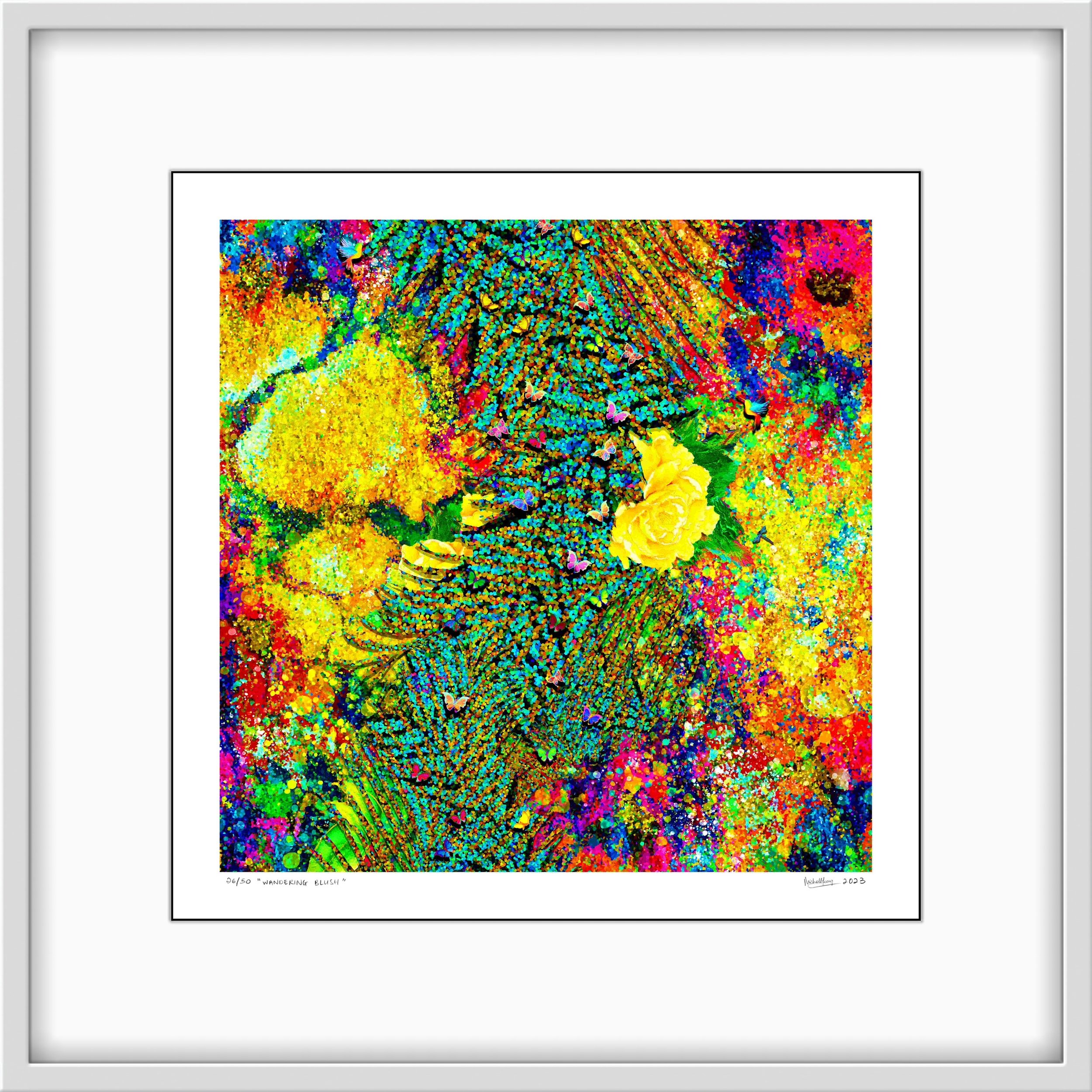 Wandering Blush Petite - 40cm x 40cm -Framed in White.JPG