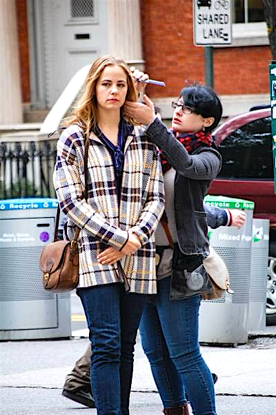 Hair touch-up on dating app commercial