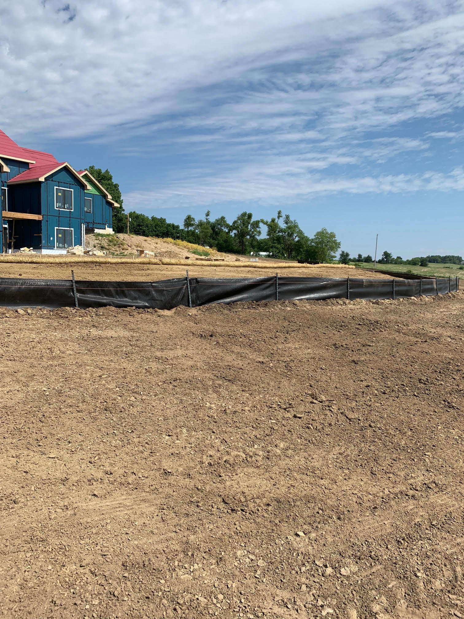 New construction silt fence/wattles