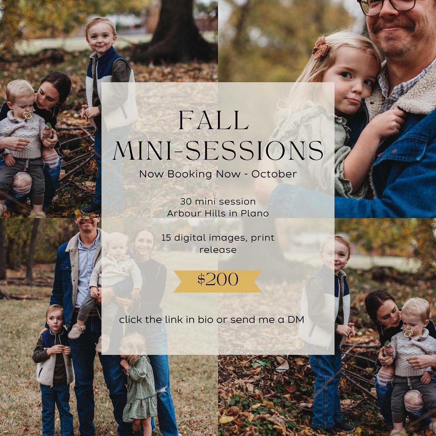 It&rsquo;s mini session time the weekends of oct 28 and nov 4 😍

✨These mini sessions are for: 

💕Families and expecting mamas who want to capture this moment forever. No milestones required :) 

✨ Business owners who want quick, outdoorsy headshot