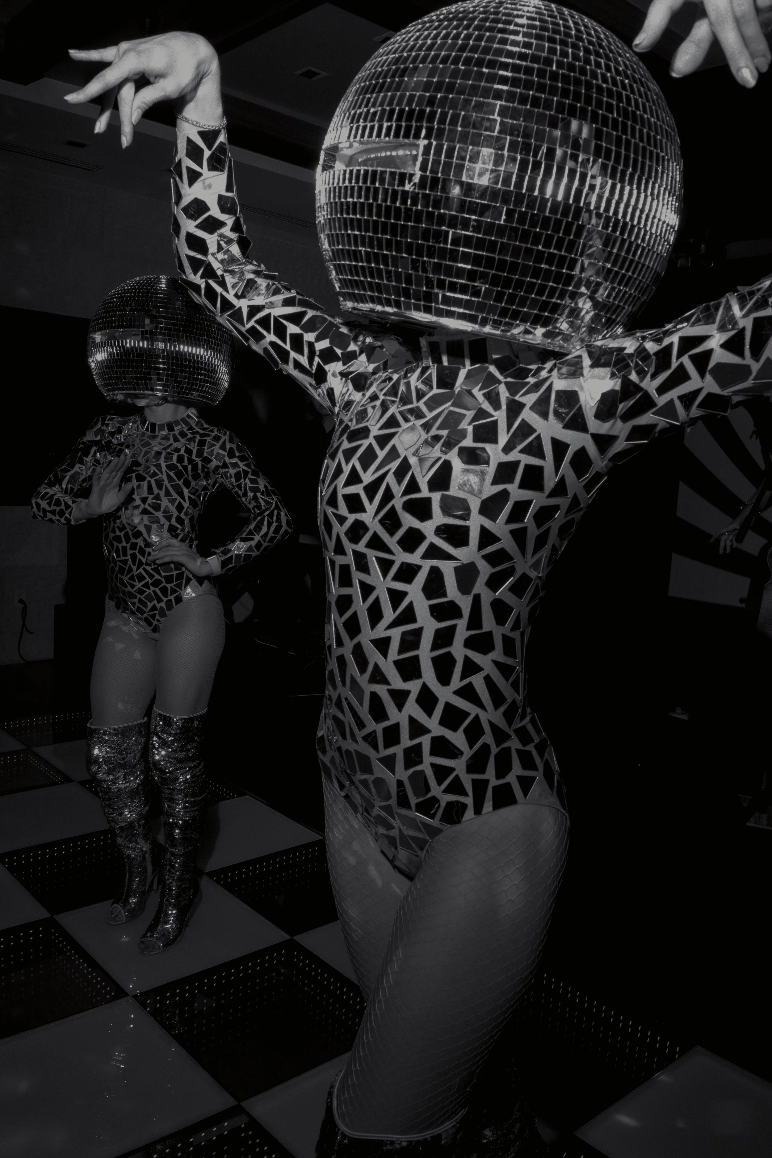Disco atmosphere dancers entertaining guests at a luxury wedding in Scottsdale, Arizona.