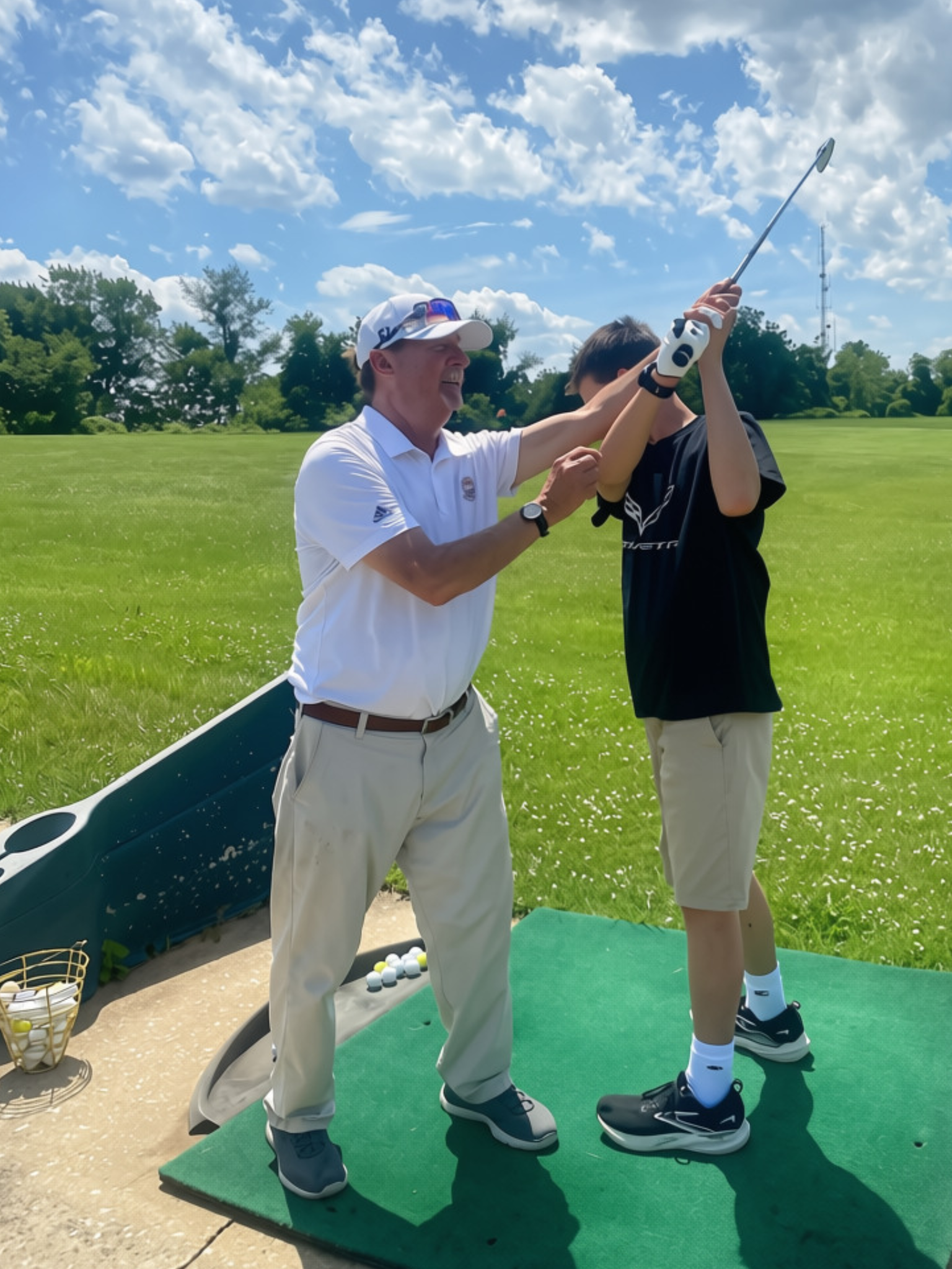 Man giving a golf lesson