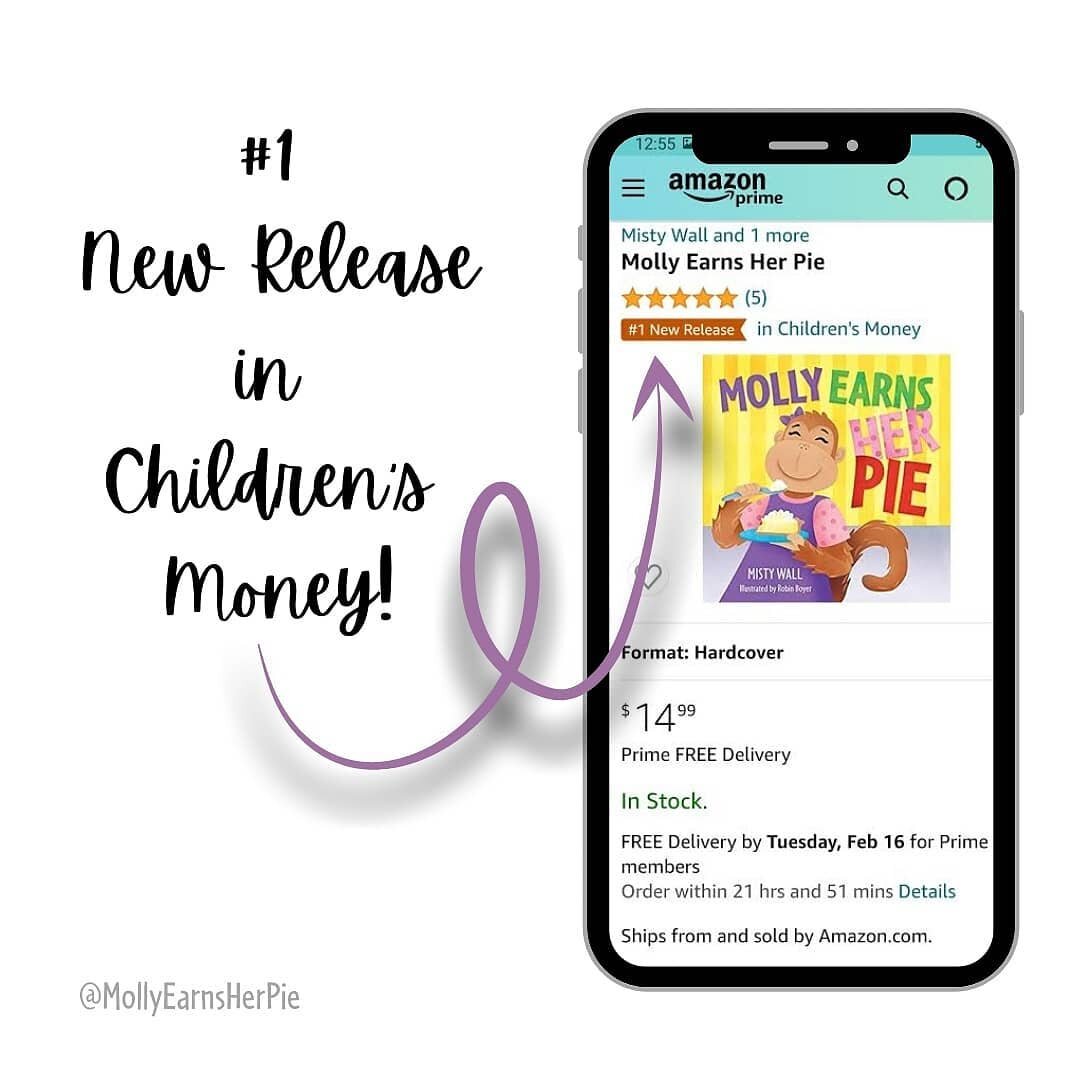 MOLLY EARNS HER PIE is rated #1 New Release on Amazon! Looking for a way to introduce your young children to money? This is the book for you 🙂. Order your copy today and see why parents have it trending as #1!