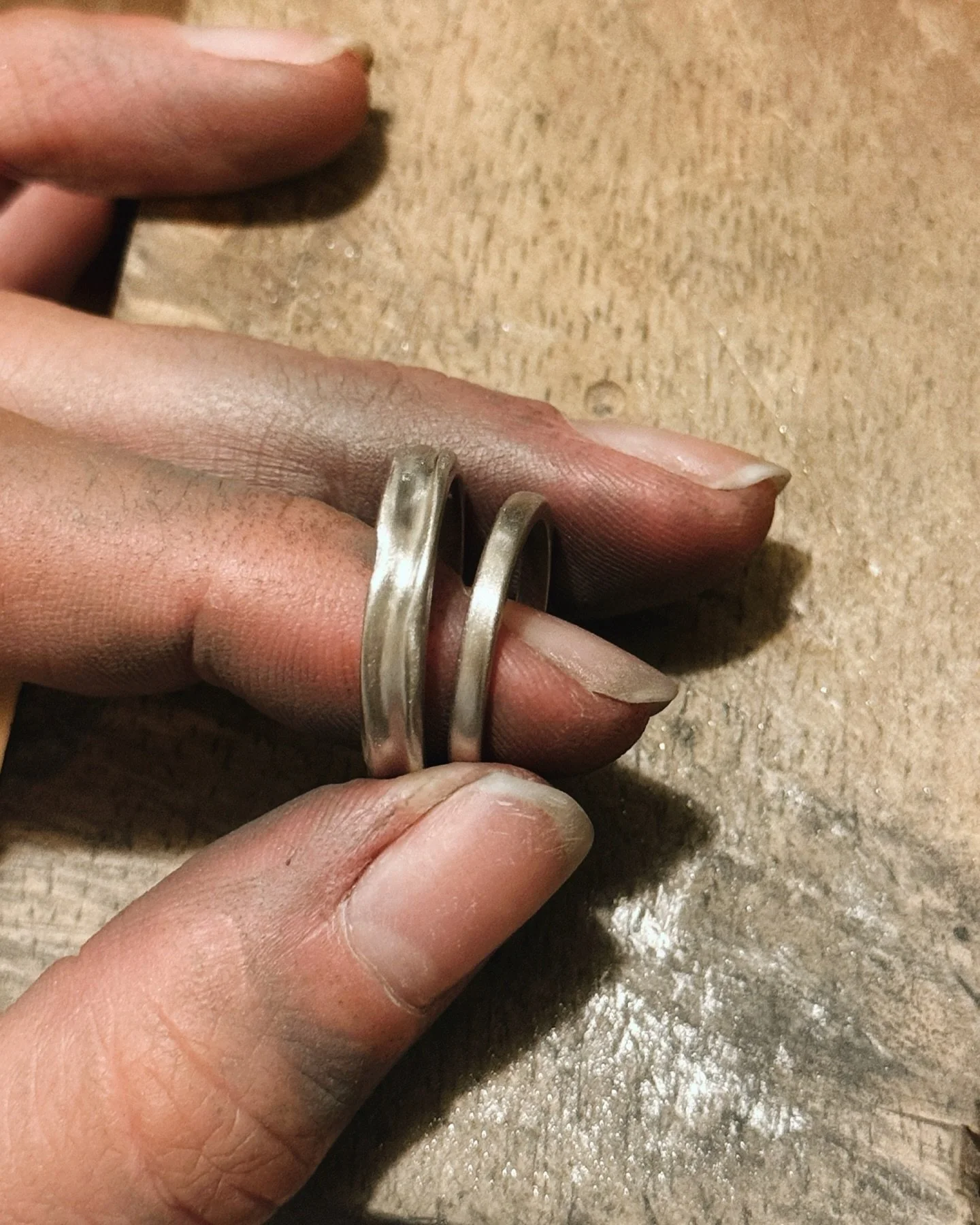 A platinum pair 🤍

One complimenting her engagement ring band and the other flowing organically like his wave and their love.

Congratulations to the newlyweds, Will &amp; Talia 🤍🤍🤍 It was an honour to make your Forever Pieces and I wish you all 