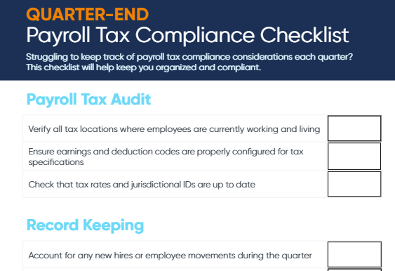 CHECKLIST: Payroll Tax Compliance Checklist