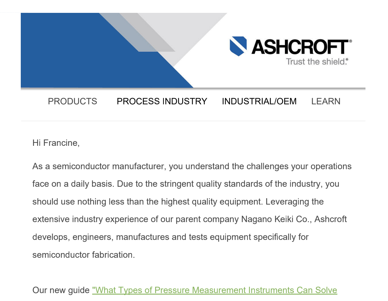 EMAIL: To semiconductor manufacturers