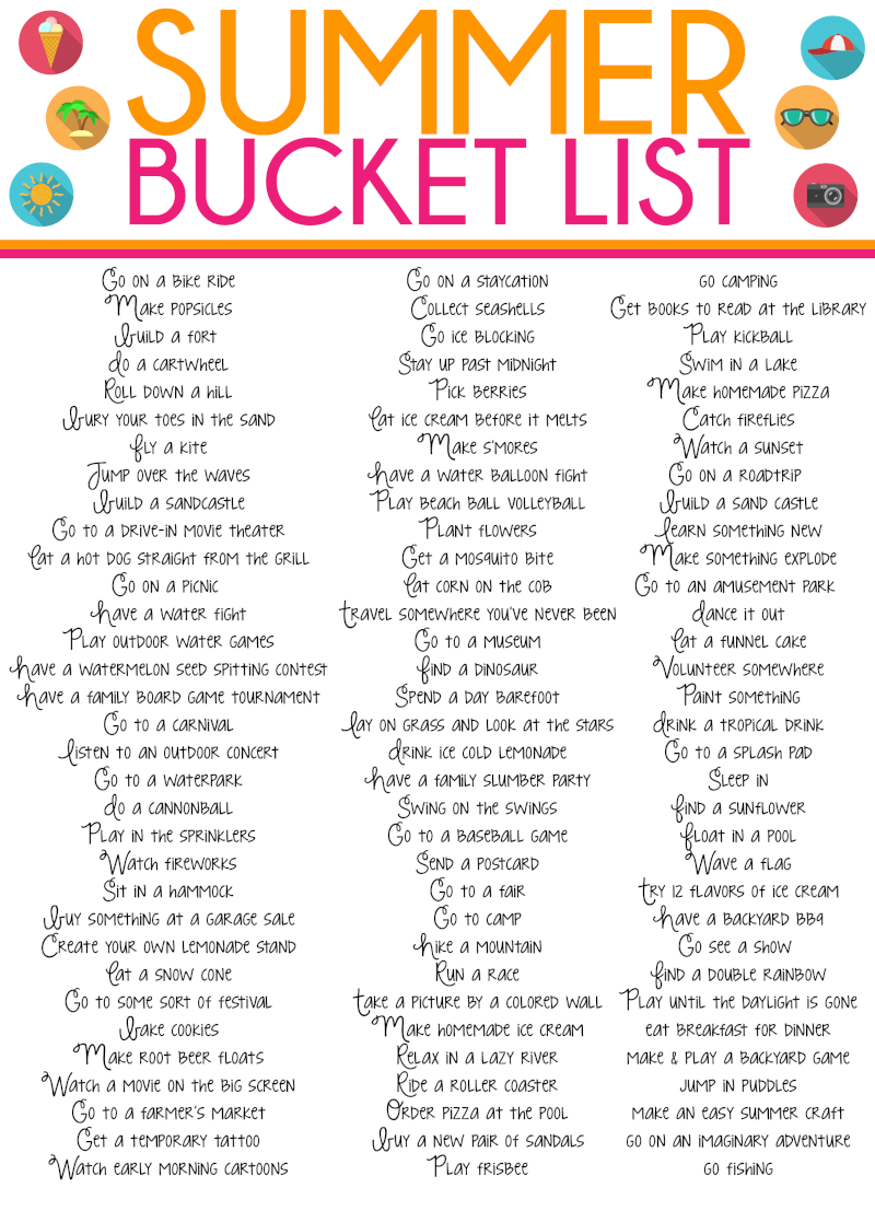 Summer Bucket List Ideas