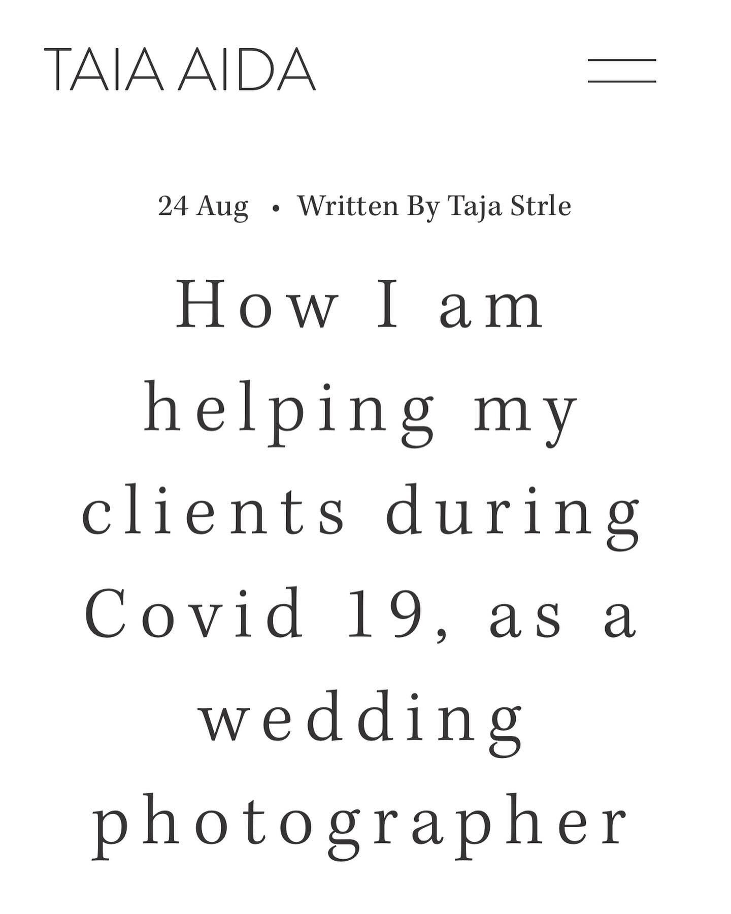 New blog post is out, and it is a look at some of the steps I am taking to help you book a wedding worry free, in spite of Covid 19! 🦋

Have a look at it at: 

taiaaida.co.uk/blog/wedding-photography-covid19

~

#weddingphotographycoronavirus #weddi