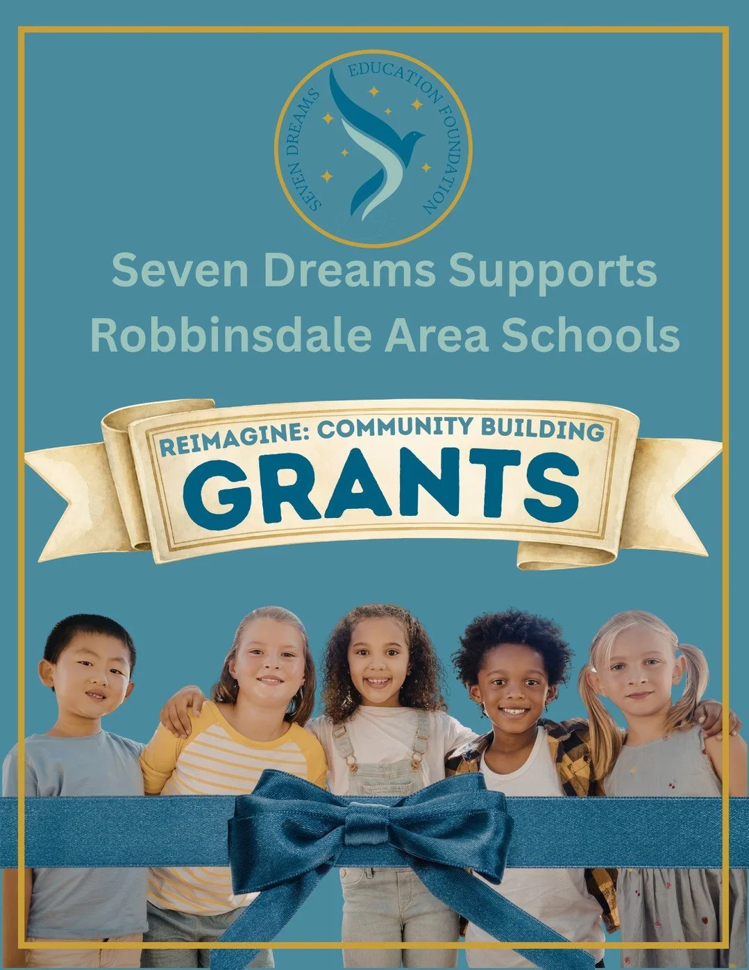 Five schools in Robbinsdale Area Schools have grown this year, and  Seven Dreams wants to help them build their new community together. ⁠
⁠
These one-time grants, Reimagine Community: Growing Together!, are available to Lakeview Elementary, Neill Ele