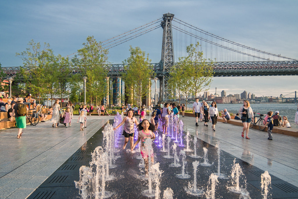 Domino Park water fountains