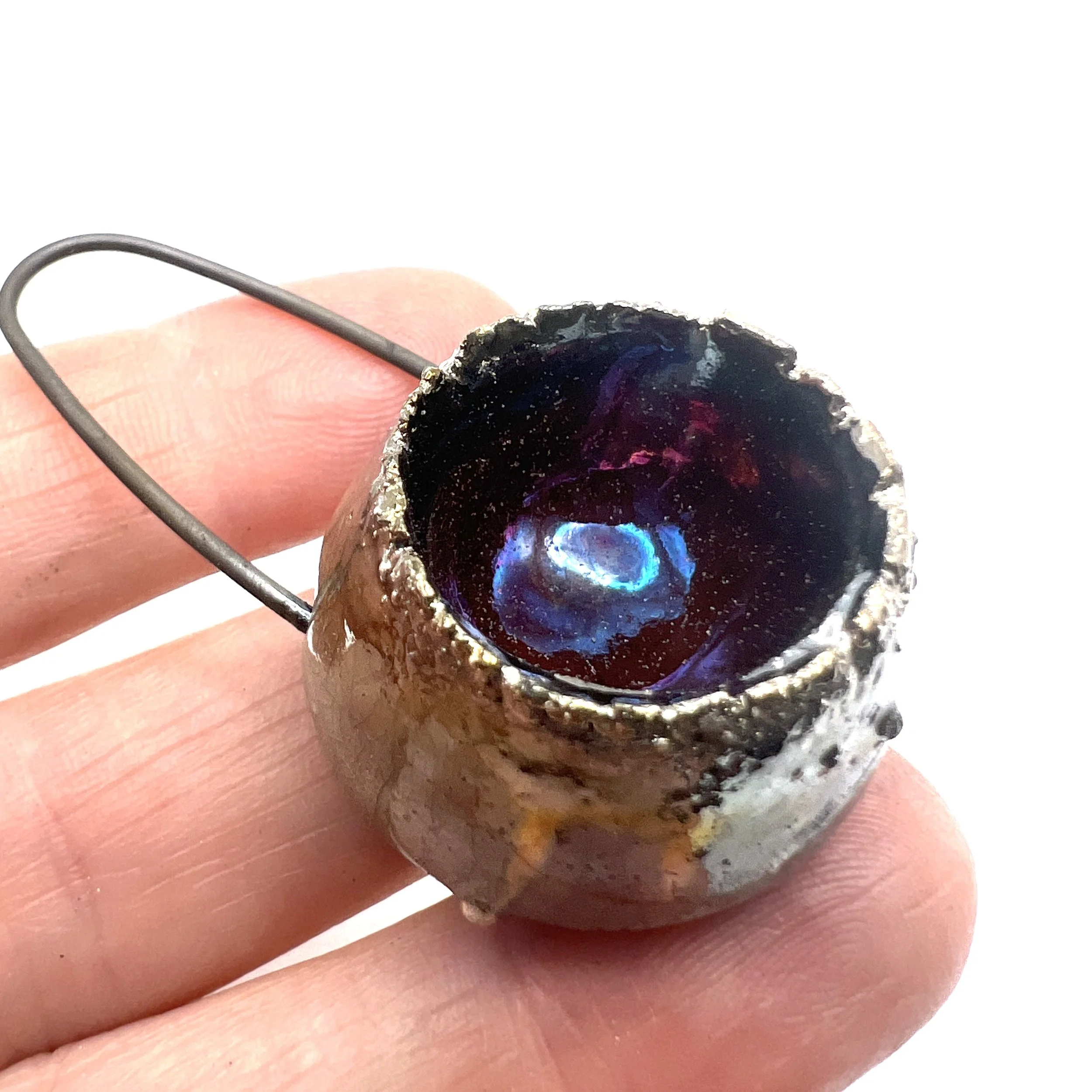 Large Raku Pod Pendant Ceramic Jewelry Supply Handmade by MAKUstudio MAKU raku