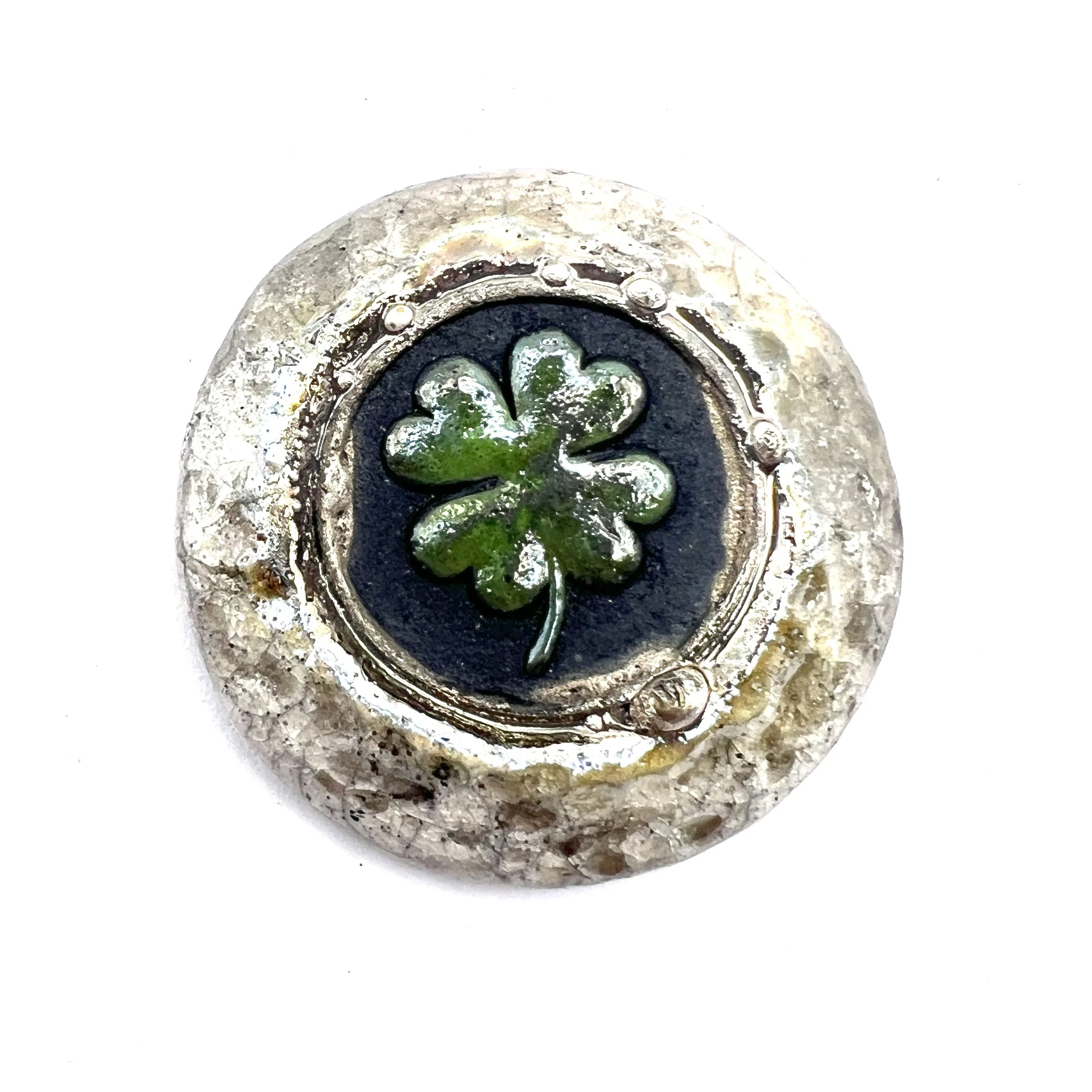 Raku 4 Leaf Clover Good Luck St Patrick's Day Shamrock Cabochon Jewelry Supply Handmade by MAKUstudio MAKU raku
