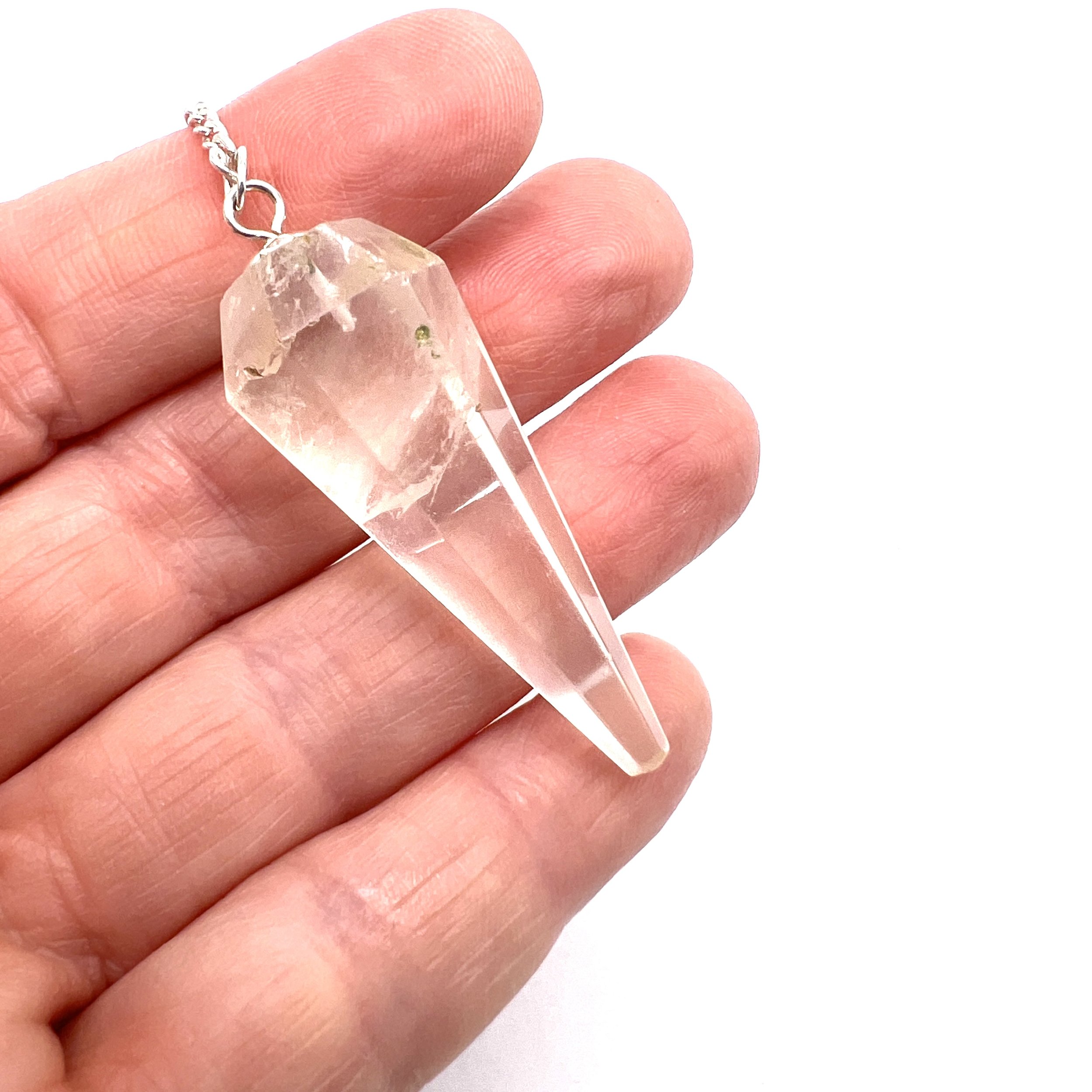 Quartz Pendulum Silver Chain Crystal Reiki Healing Gemstone Dowsing Divination Chakra Supplies by MAKUstudio MAKU raku