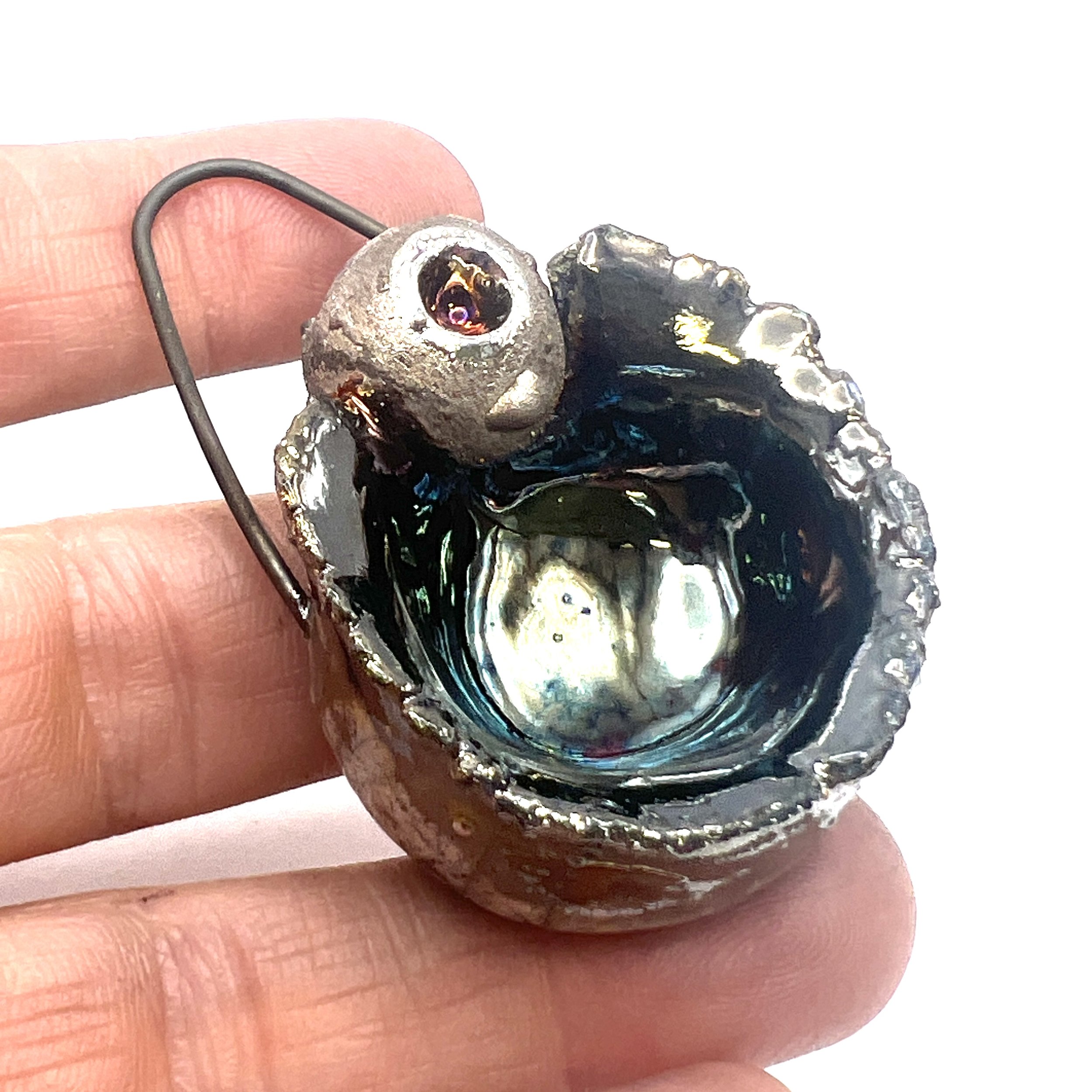 Large Raku Pod Pendant Ceramic Jewelry Supply Handmade by MAKUstudio MAKU raku
