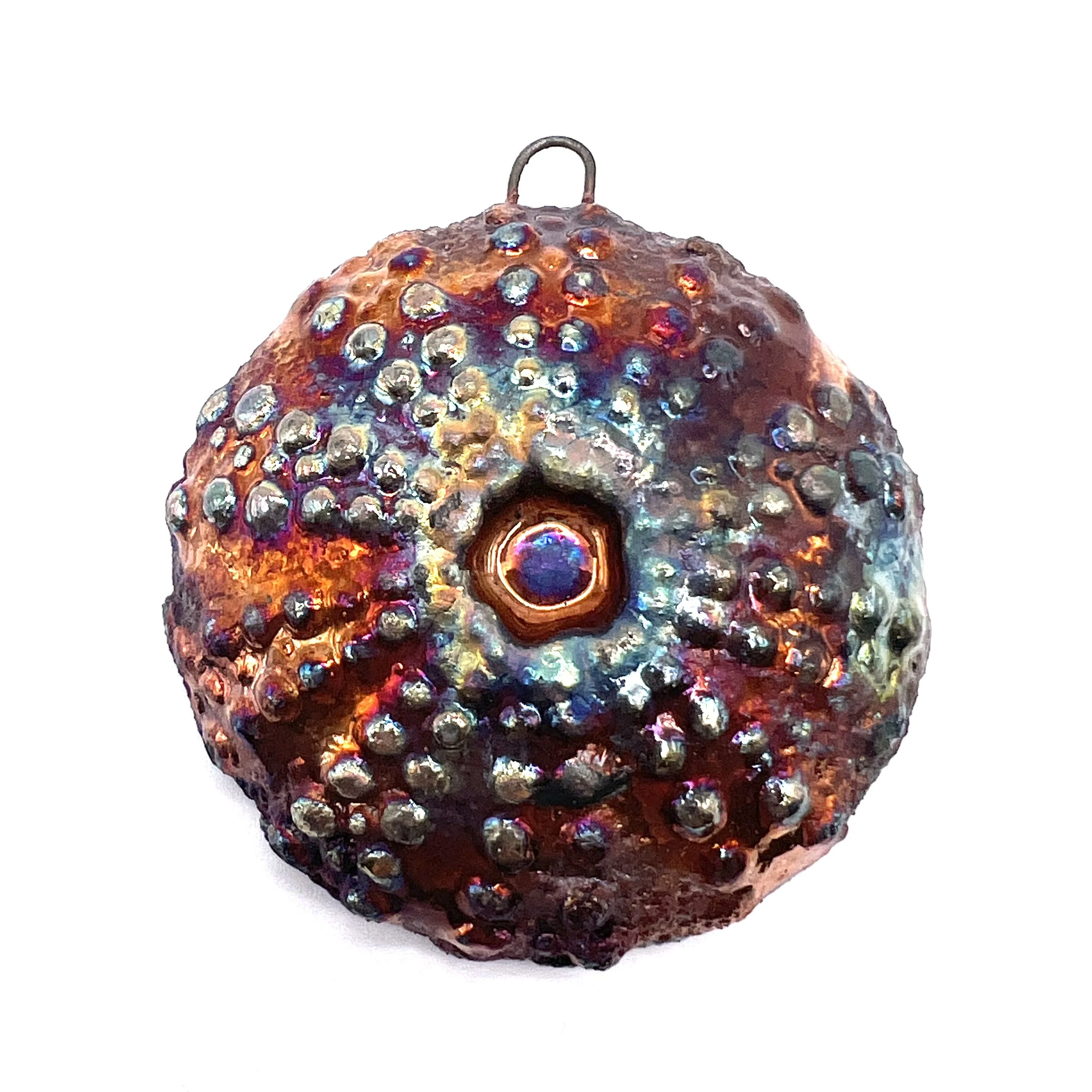 Raku Sea Urchin Pendant Handmade by MAKU raku Jewelry Supplies MAKUstudio