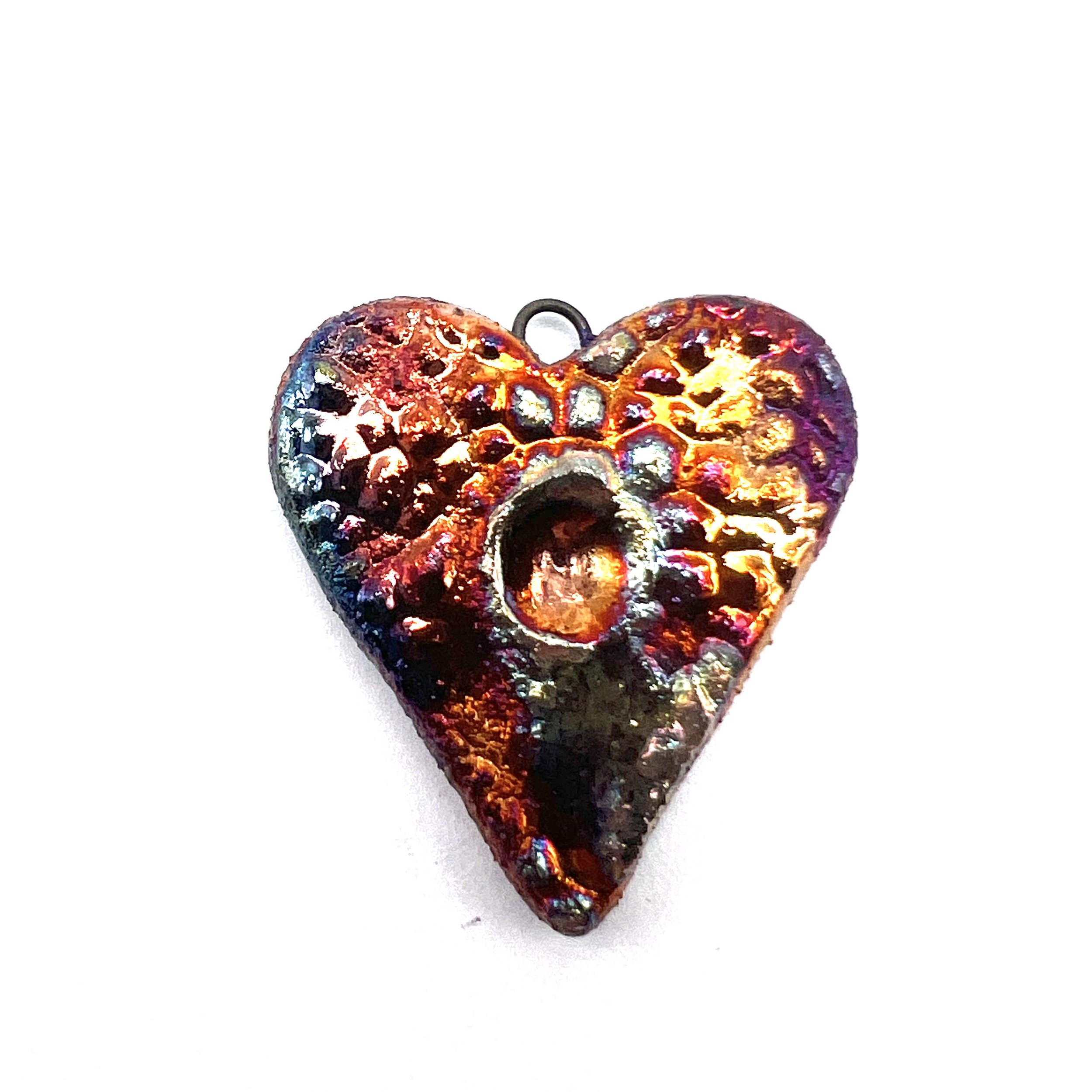 Raku Heart Pendant Ceramic Jewelry Supply Handmade by MAKUstudio MAKU raku