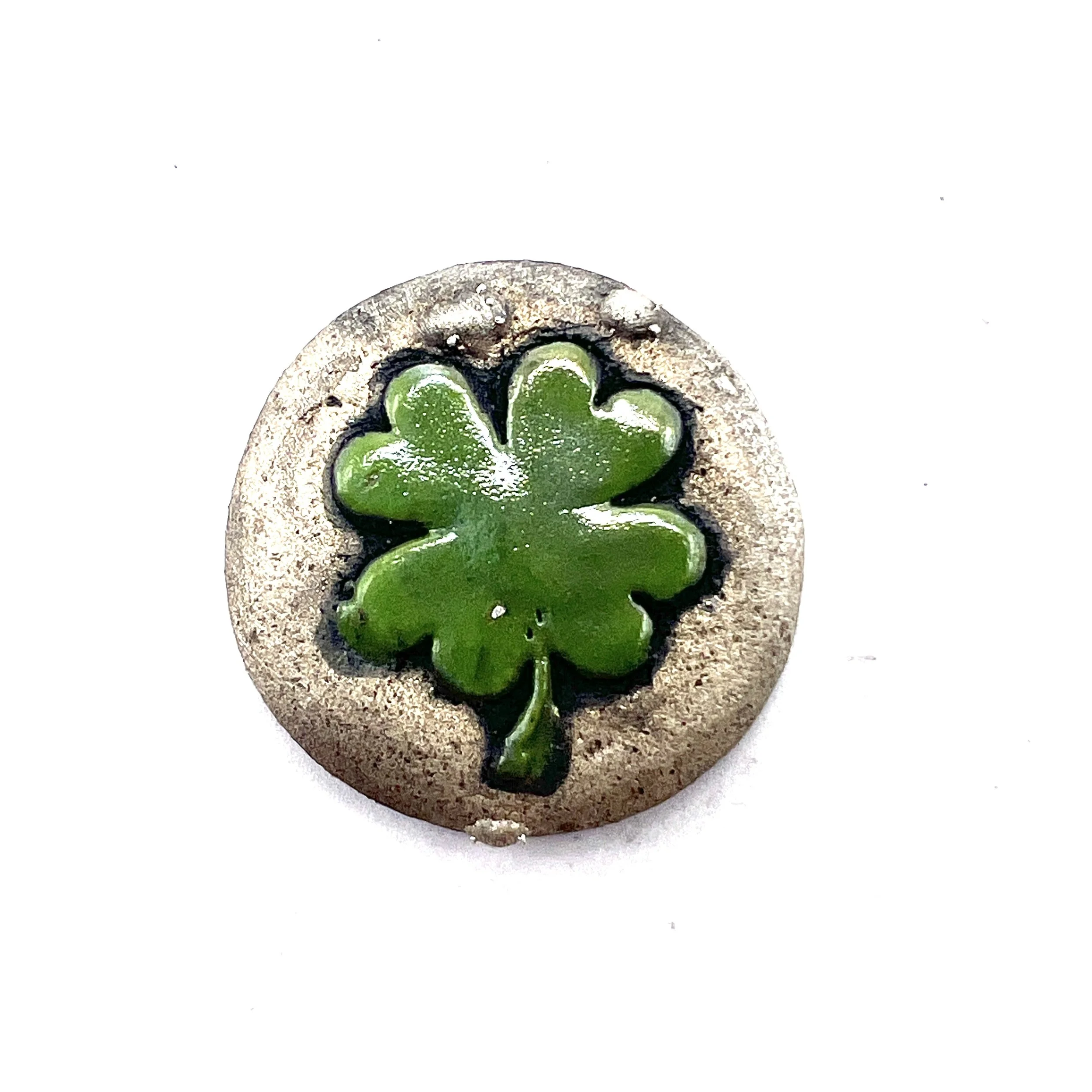 Raku 4 Leaf Clover Good Luck St Patrick's Day Shamrock Cabochon Jewelry Supply Handmade by MAKUstudio MAKU raku