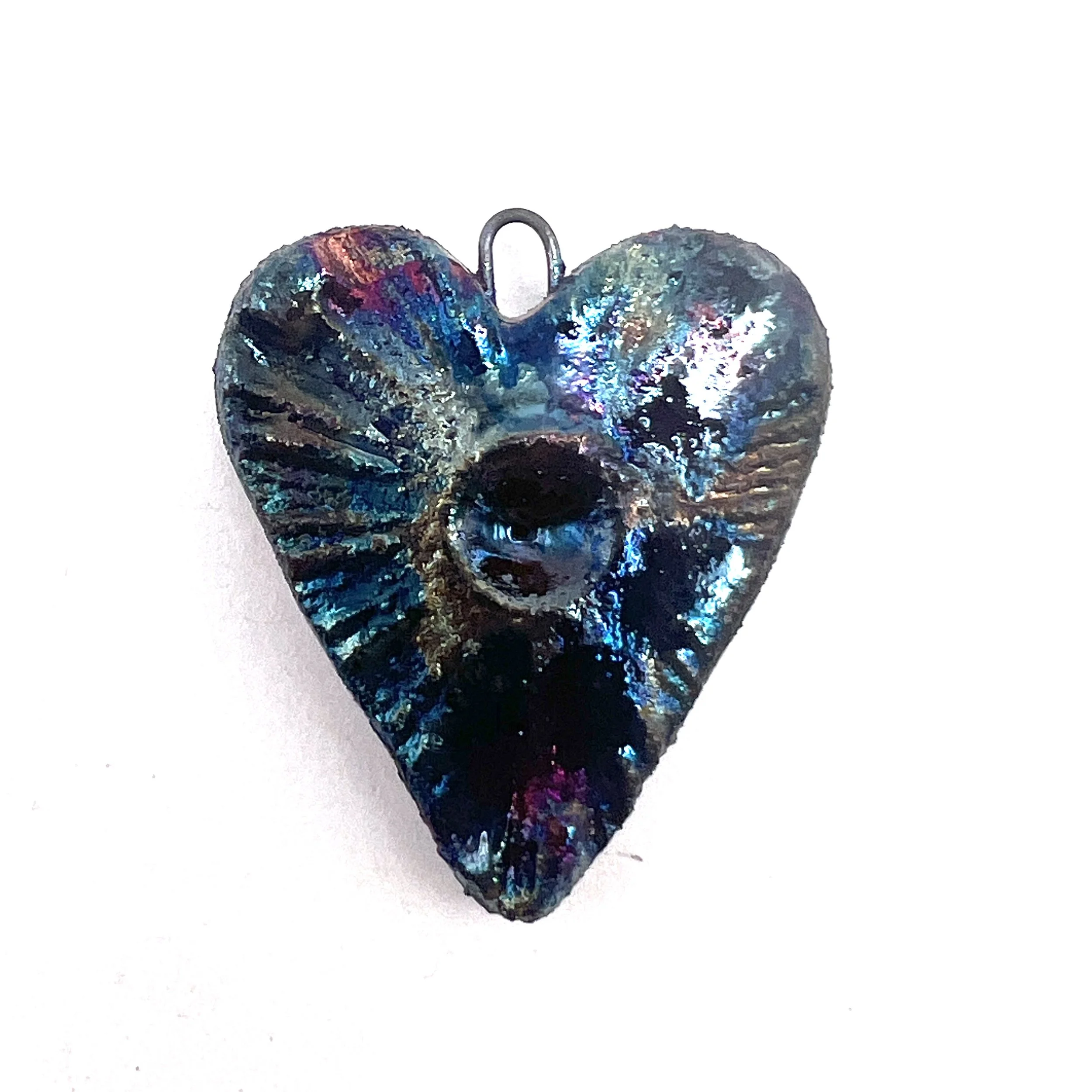 Raku Heart Pendant Ceramic Jewelry Supply Handmade by MAKUstudio MAKU raku