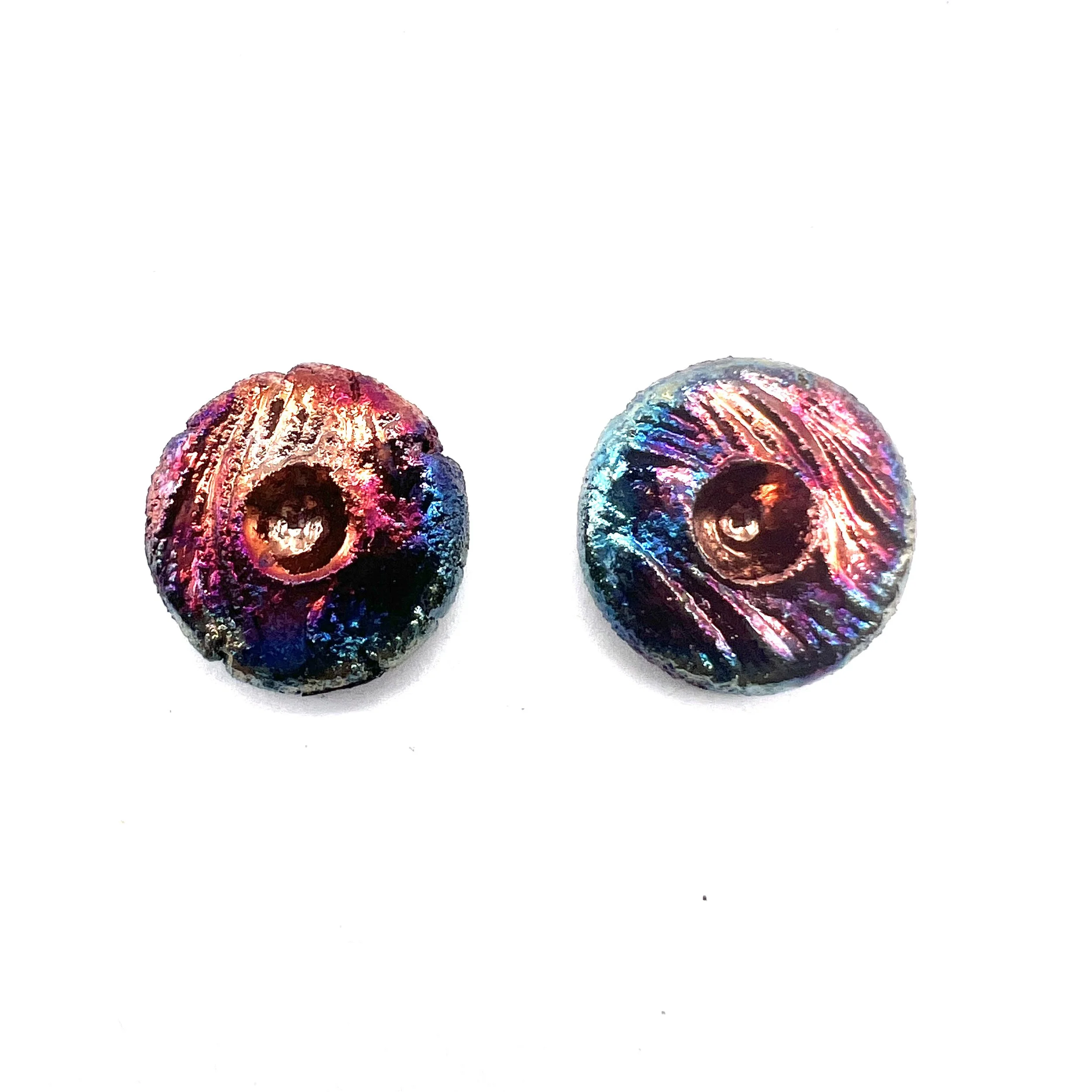 Set of 2 Round Raku Cabochons Ceramic Pottery Jewelry Supplies Handmade by MAKUstudio MAKU raku