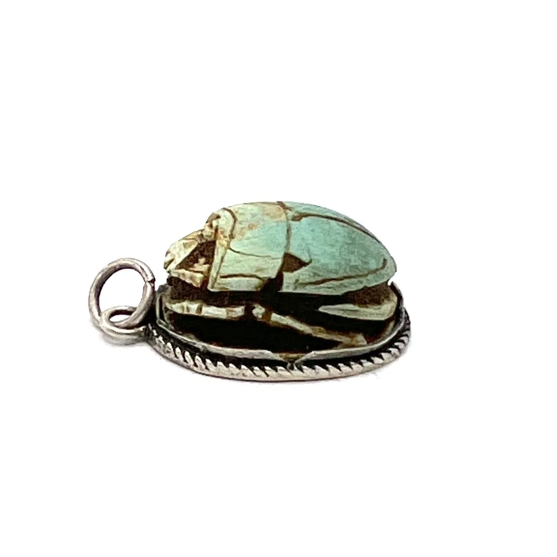 Egyptian Scarab Pendant in Sterling Silver Bezel Jewelry Supplies MAKUstudio MAKU raku