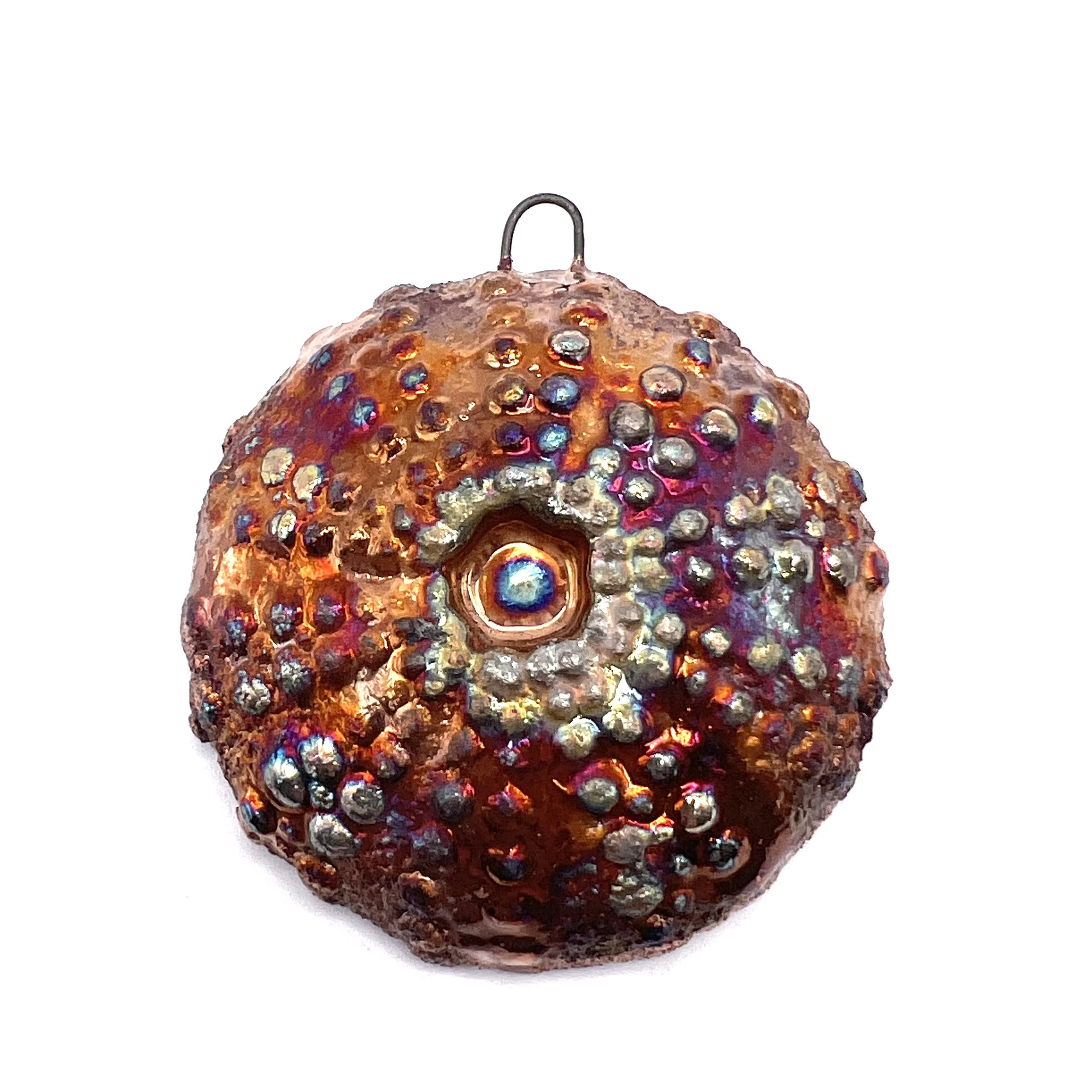 Raku Sea Urchin Pendant Handmade by MAKU raku Jewelry Supplies MAKUstudio