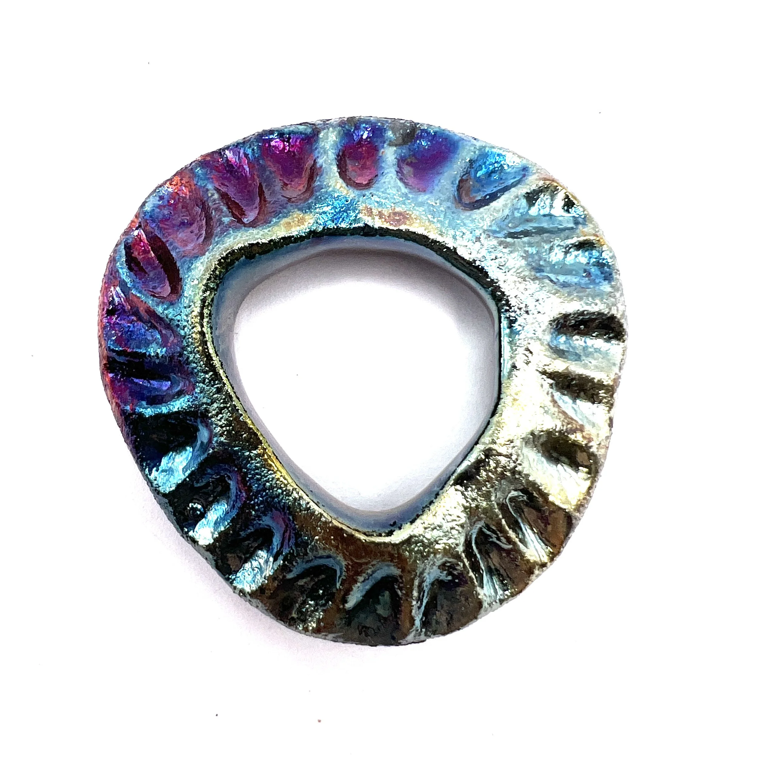 Raku Donut Cabochon or Pendant Ceramic Jewelry Supply by MAKUstudio MAKU raku