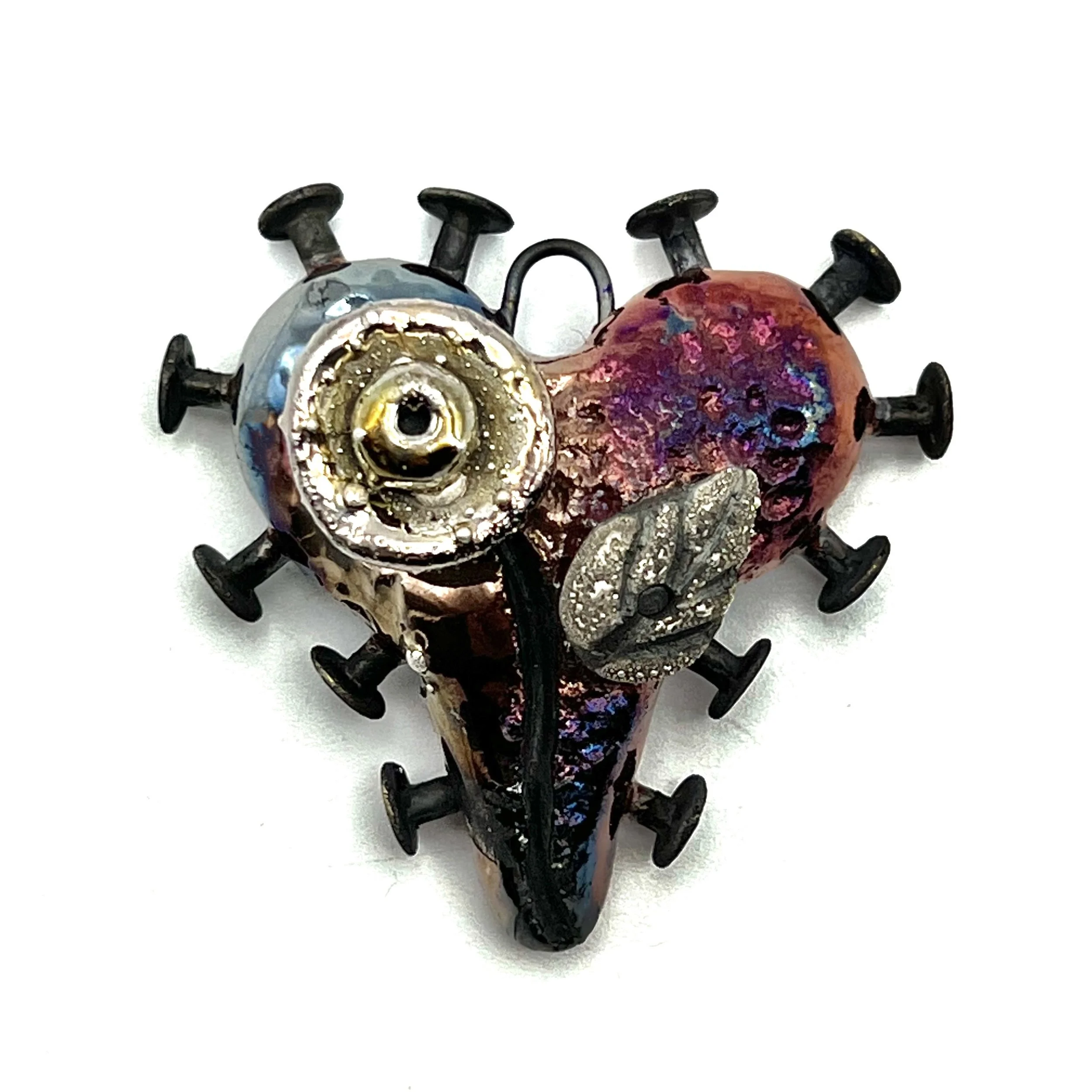 Nailed Heart Pendant Jewelry Supply Handmade by MAKUstudio