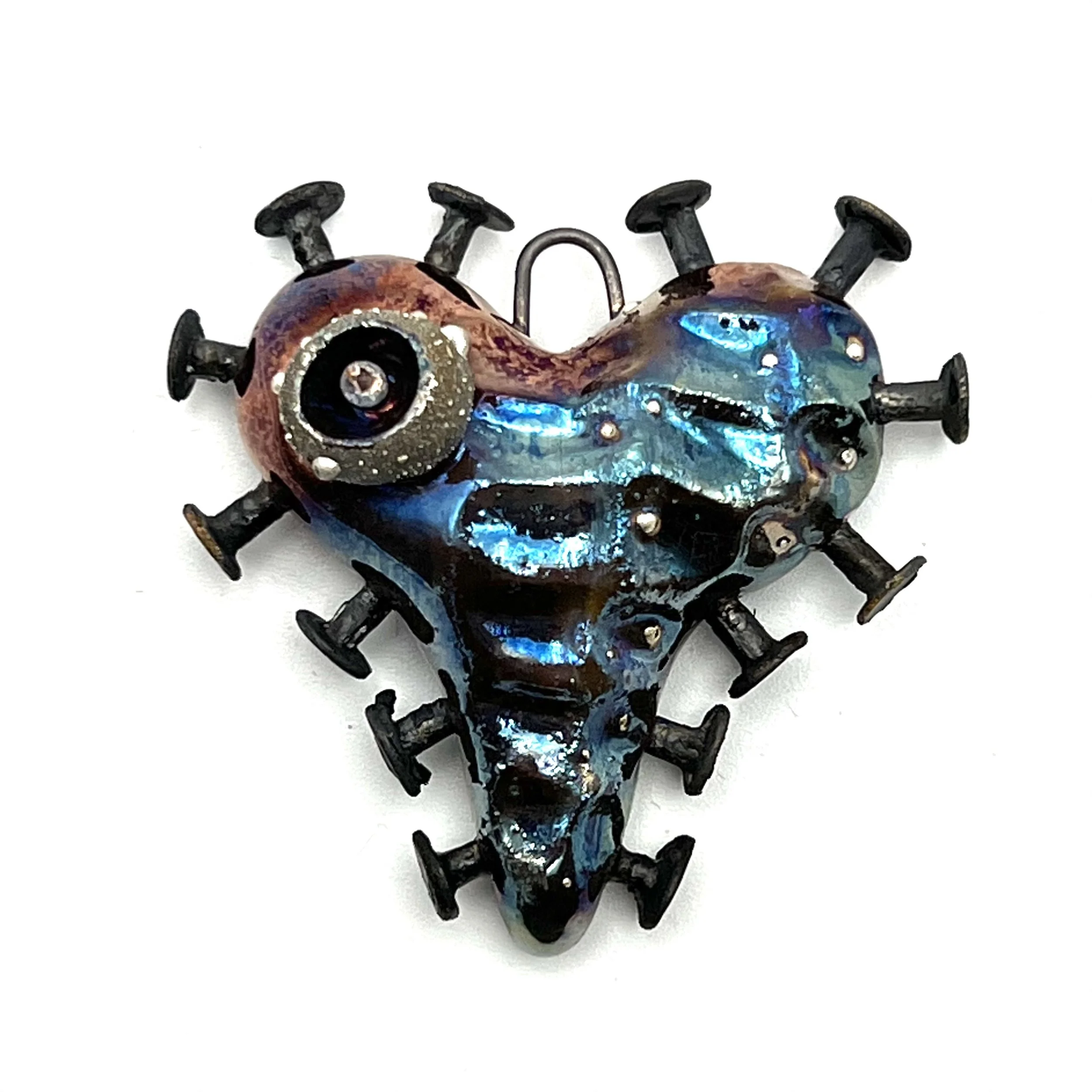 Nailed Heart Pendant Jewelry Supply Handmade by MAKUstudio