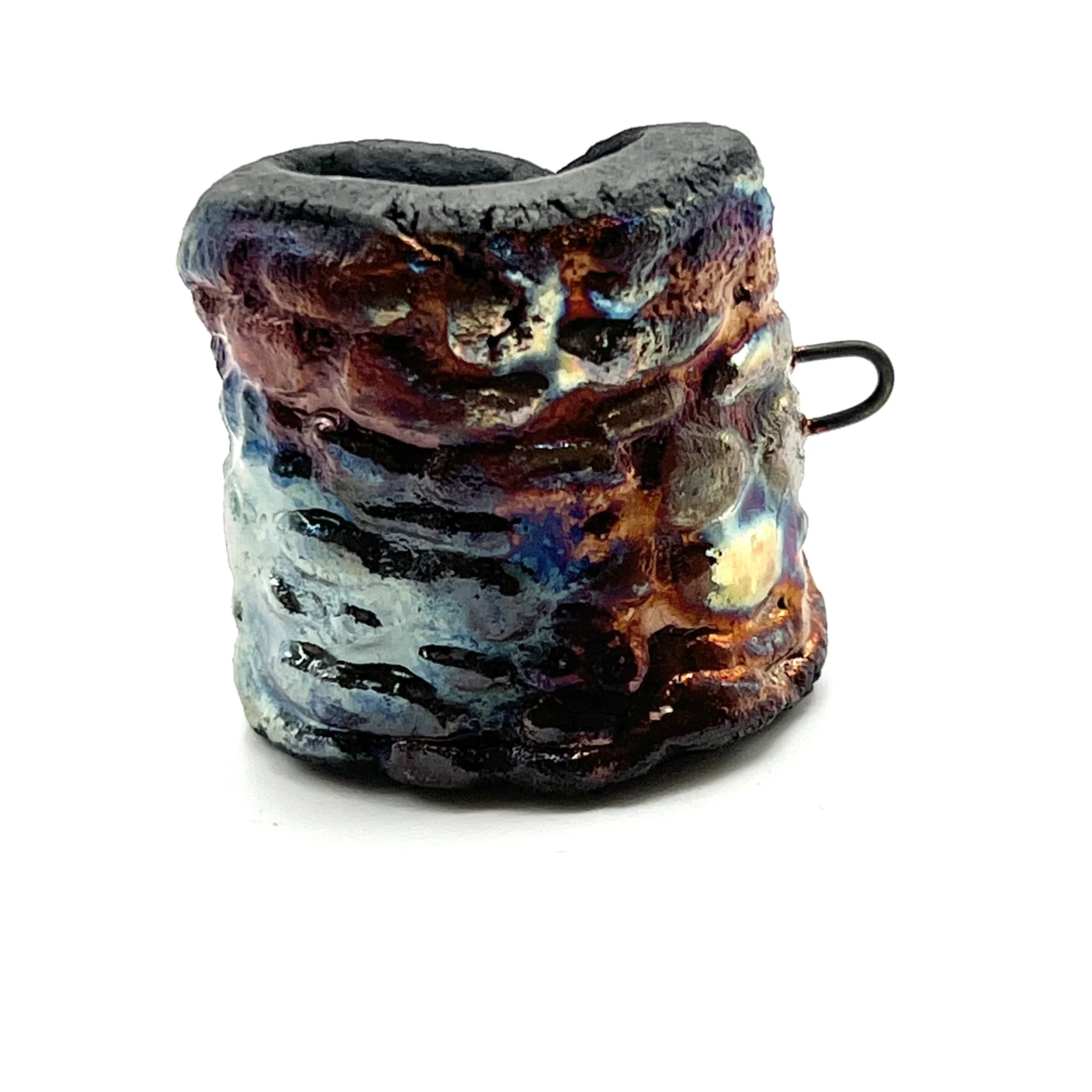 Large Raku Ceramic Tube Bead Bail Jewelry Supply Handmade by MAKUstudio