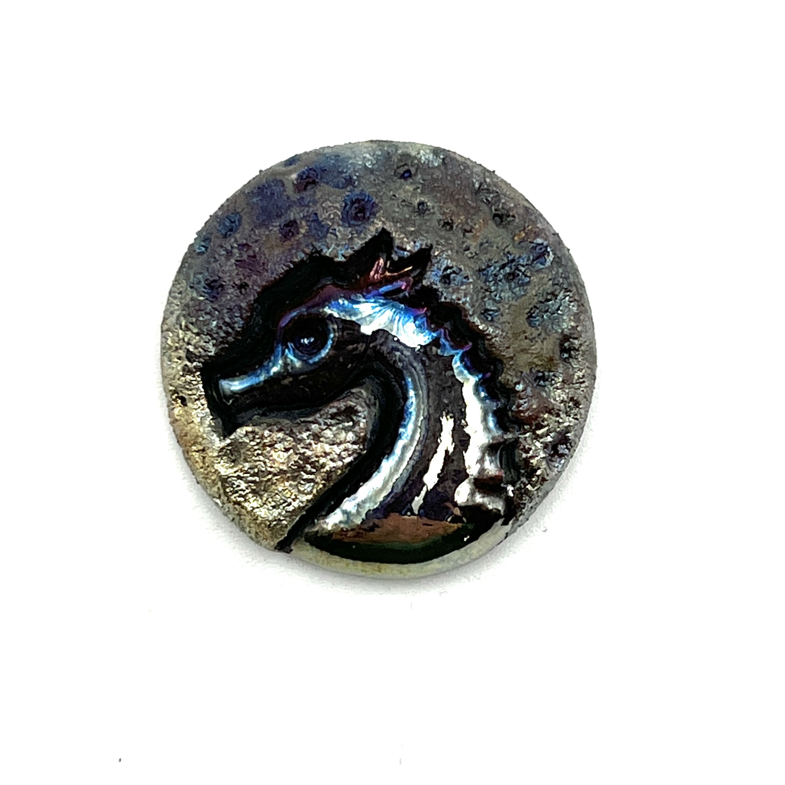 Seahorse or Dragon Raku Cabochon Ceramic Jewelry Supplies Handmade by MAKUstudio