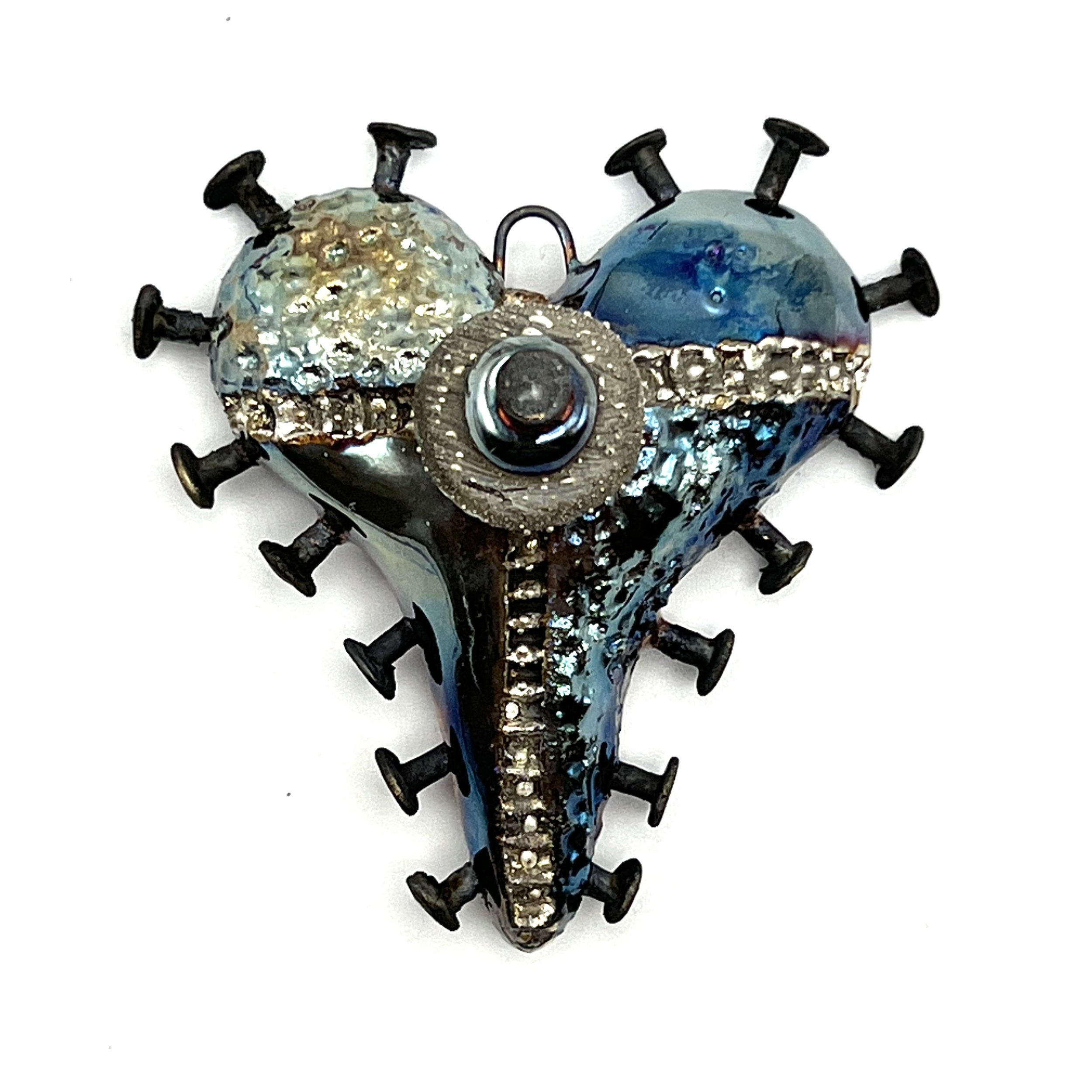 Nailed Heart Pendant Jewelry Supply Handmade by MAKUstudio