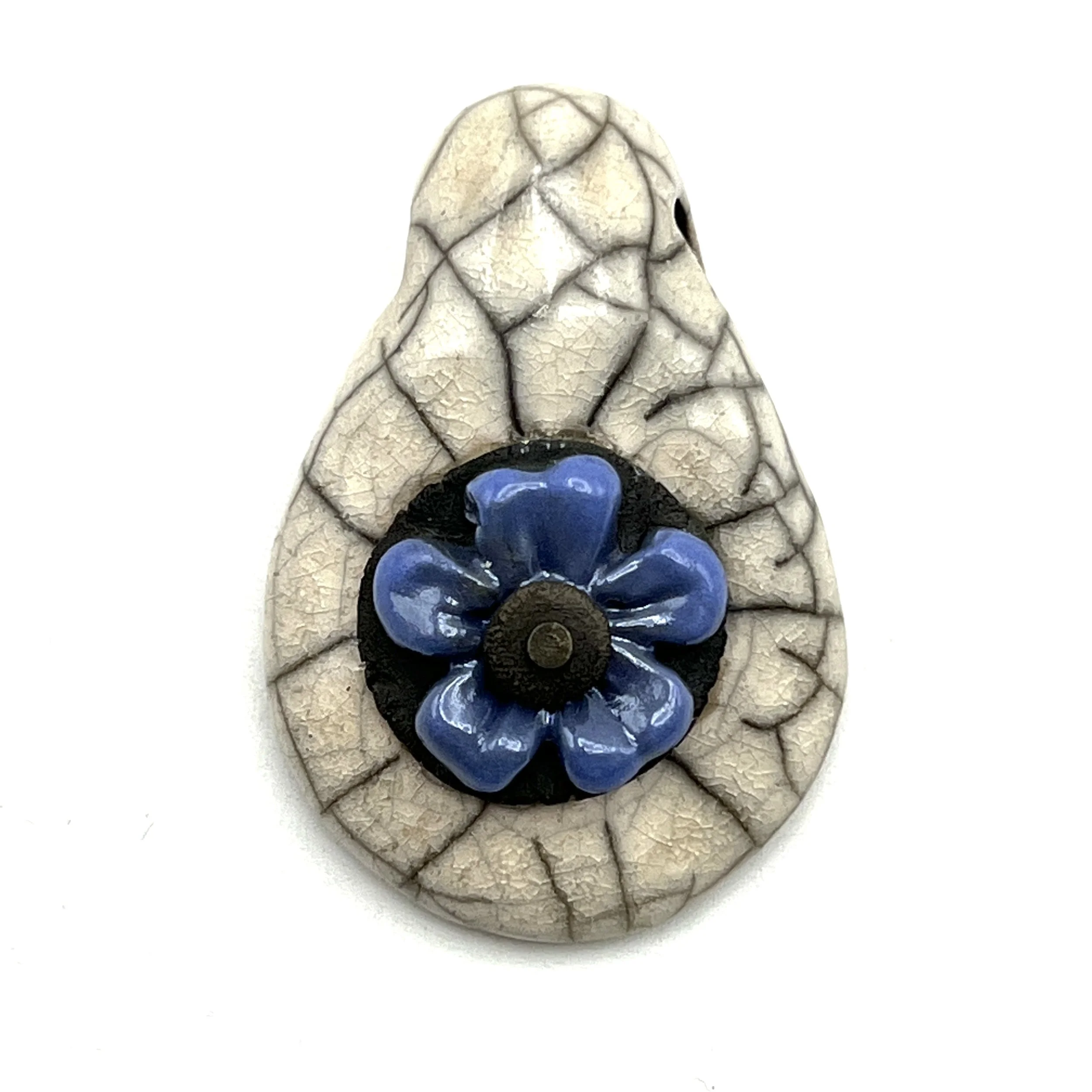 Periwinkle Very Peri Flower Raku Pendant Ceramic Jewelry Supplies Handmade by MAKUstudio