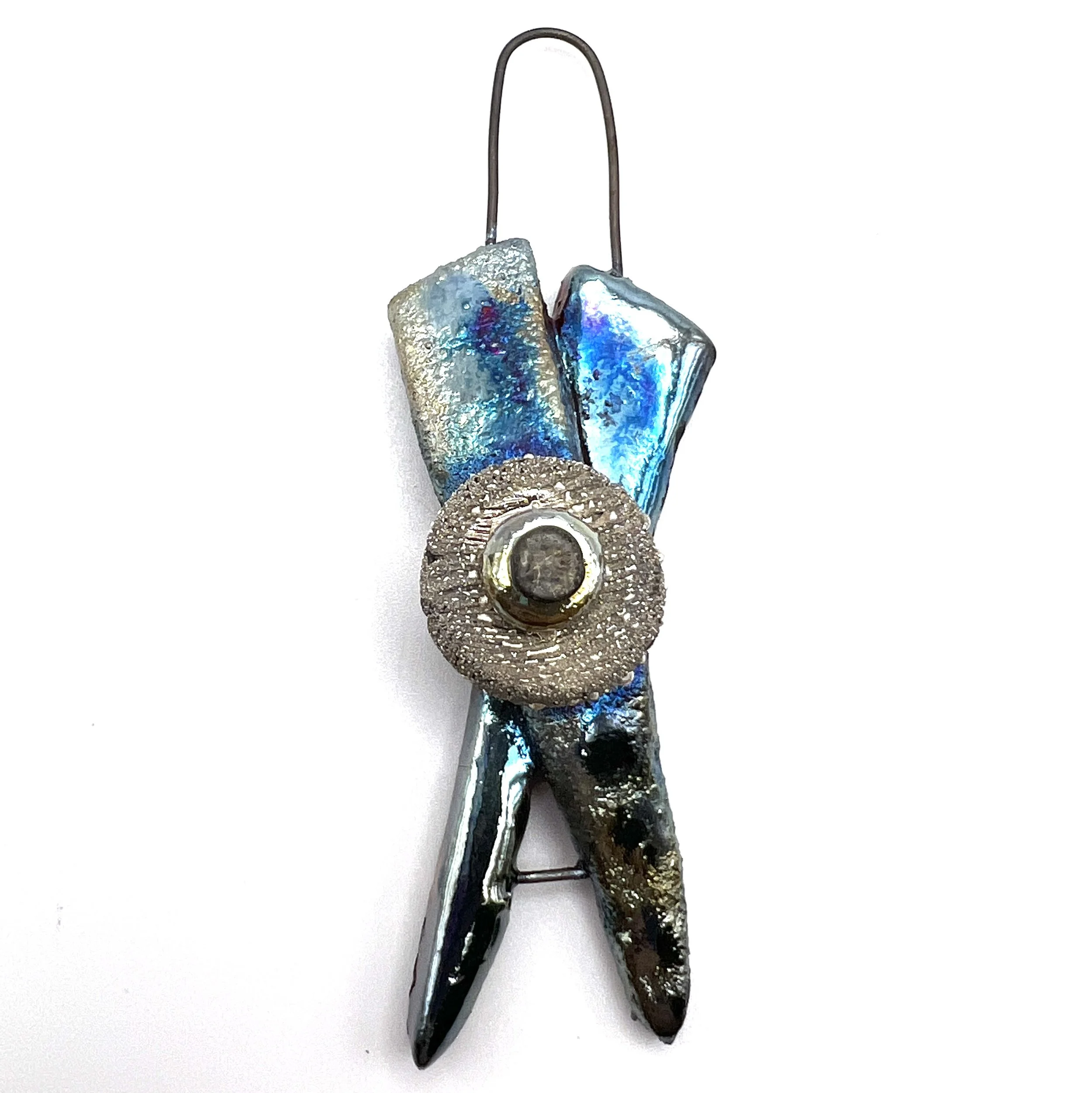 Abstract X Raku Pendant Jewelry Supply Handmade by MAKUstudio