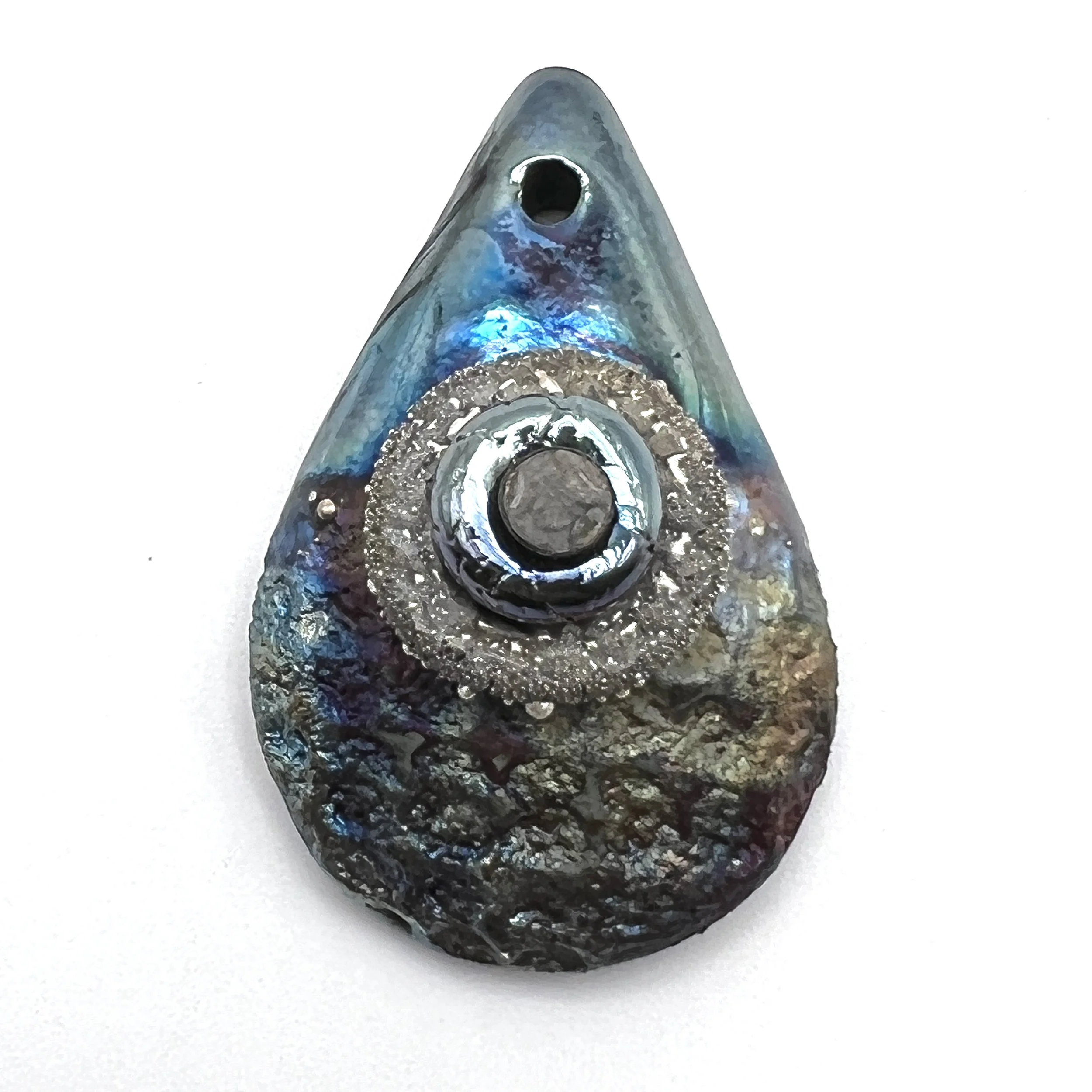 Raku Teardrop Pendant Jewelry Supply Handmade by MAKUstudio