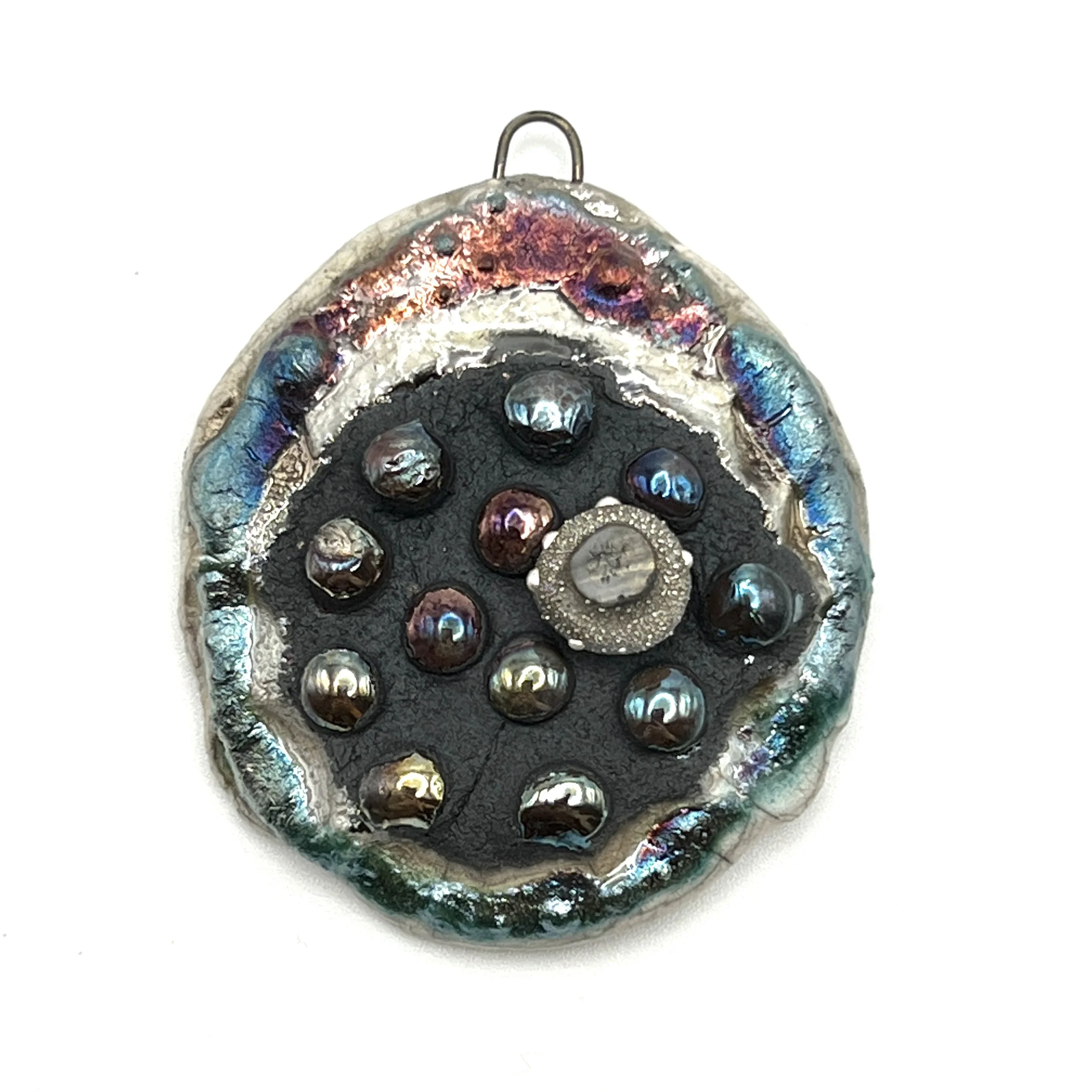 Raku Pendant Jewelry Supply Handmade by MAKUstudio