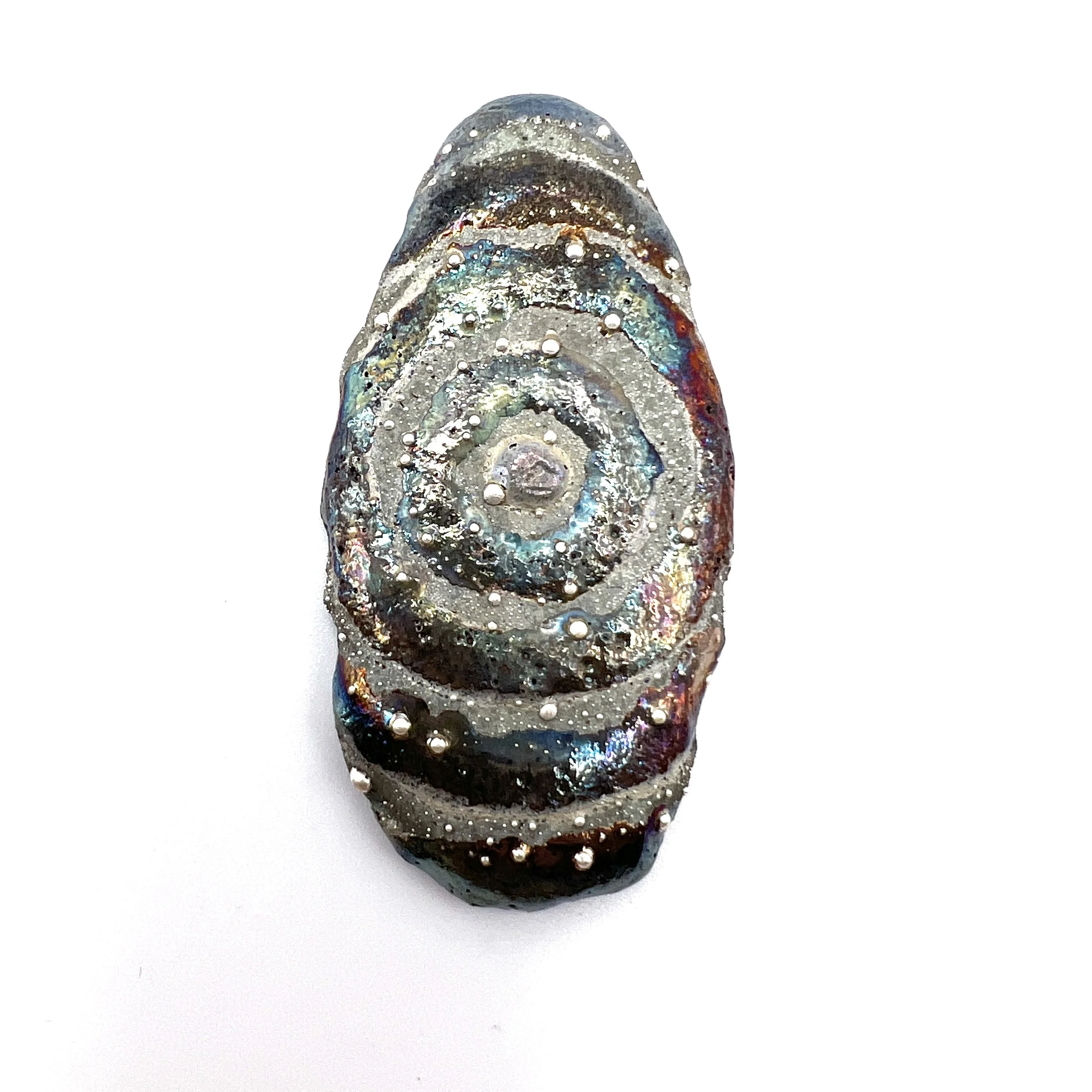 Bullseye Organic Raku Cabochon Jewelry Supply Handmade by MAKUstudio