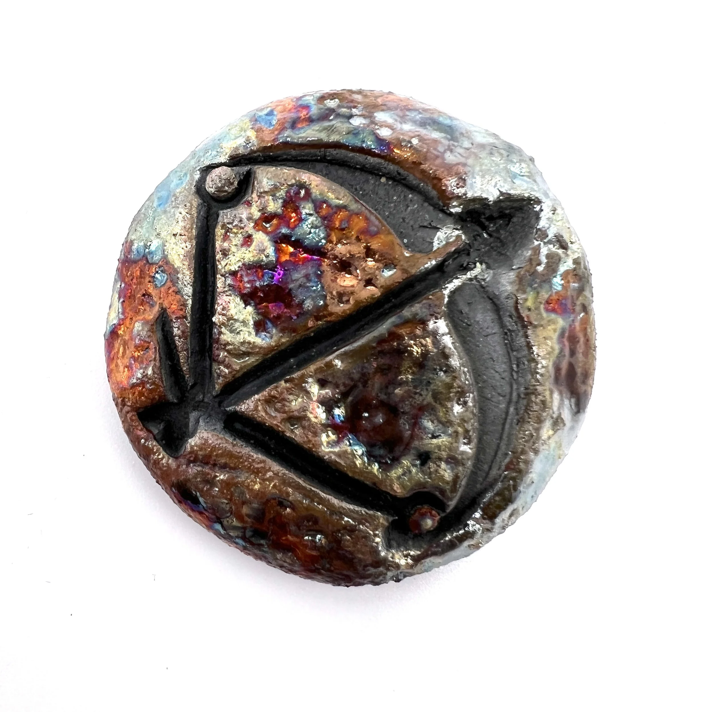 Sagittarius Archer Bow and Arrow Zodiac Astrology Raku Cabochon Jewelry Supply Handmade by MAKUstudio