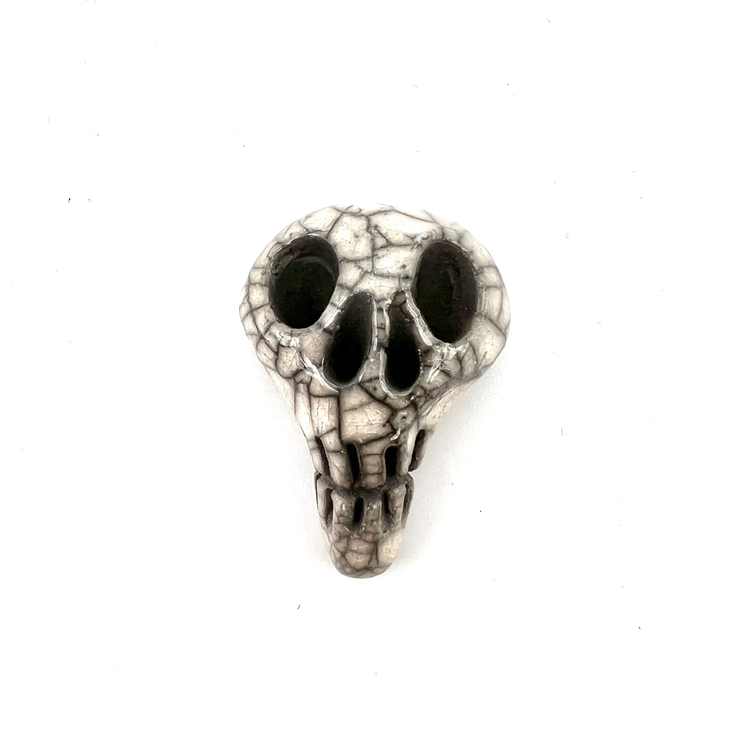 Raku Skull Cabochon Ceramic Jewelry Supplies Handmade by MAKUstudio